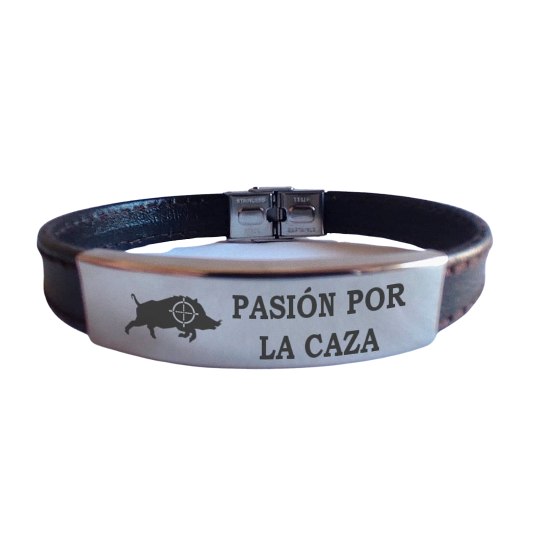 Pulsera piel Pasión por la Caza con Jabalí