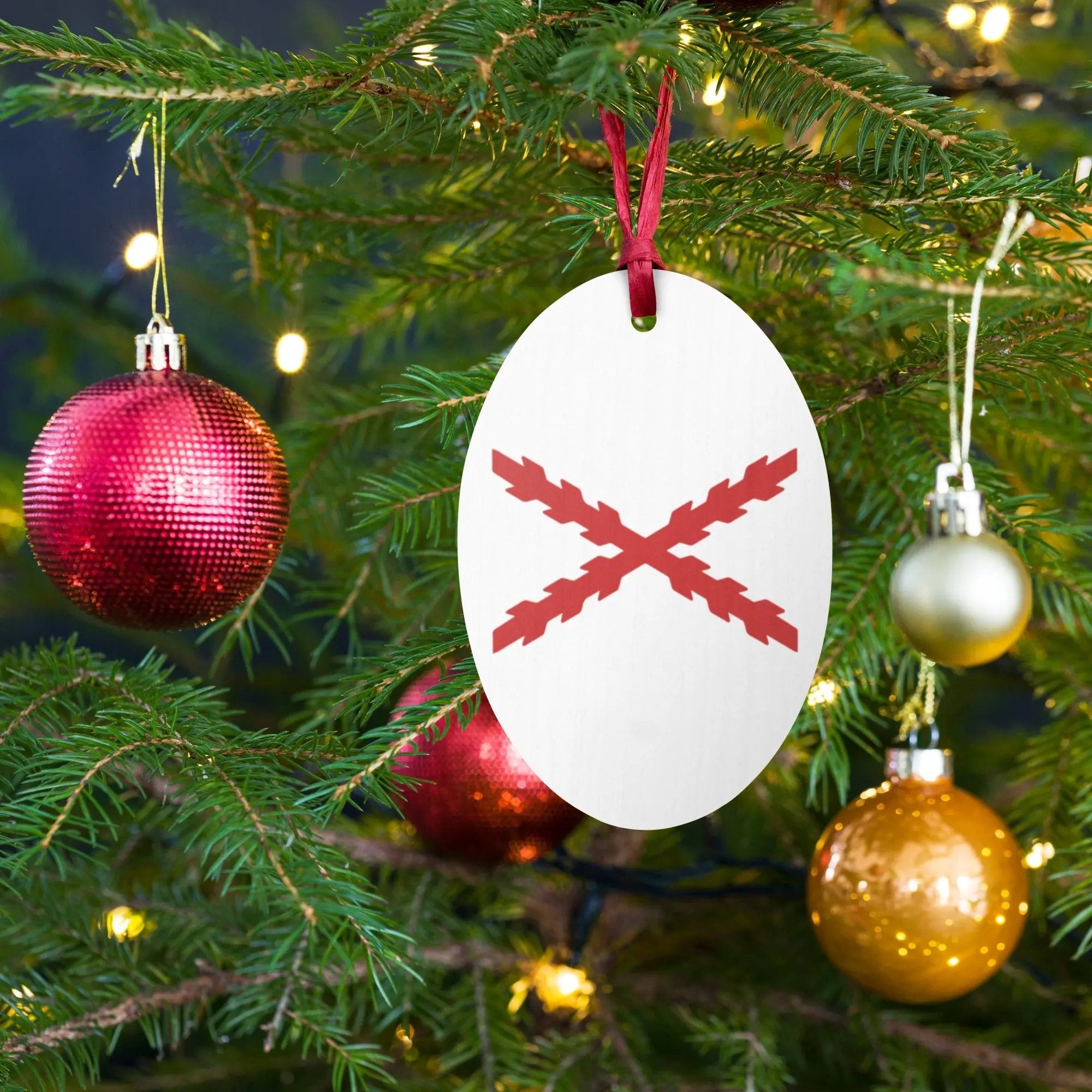 Comprar Adornos de madera para Árbol de Navidad - Cruz de Borgoña La Flamenca de Borgoña Bandera España
