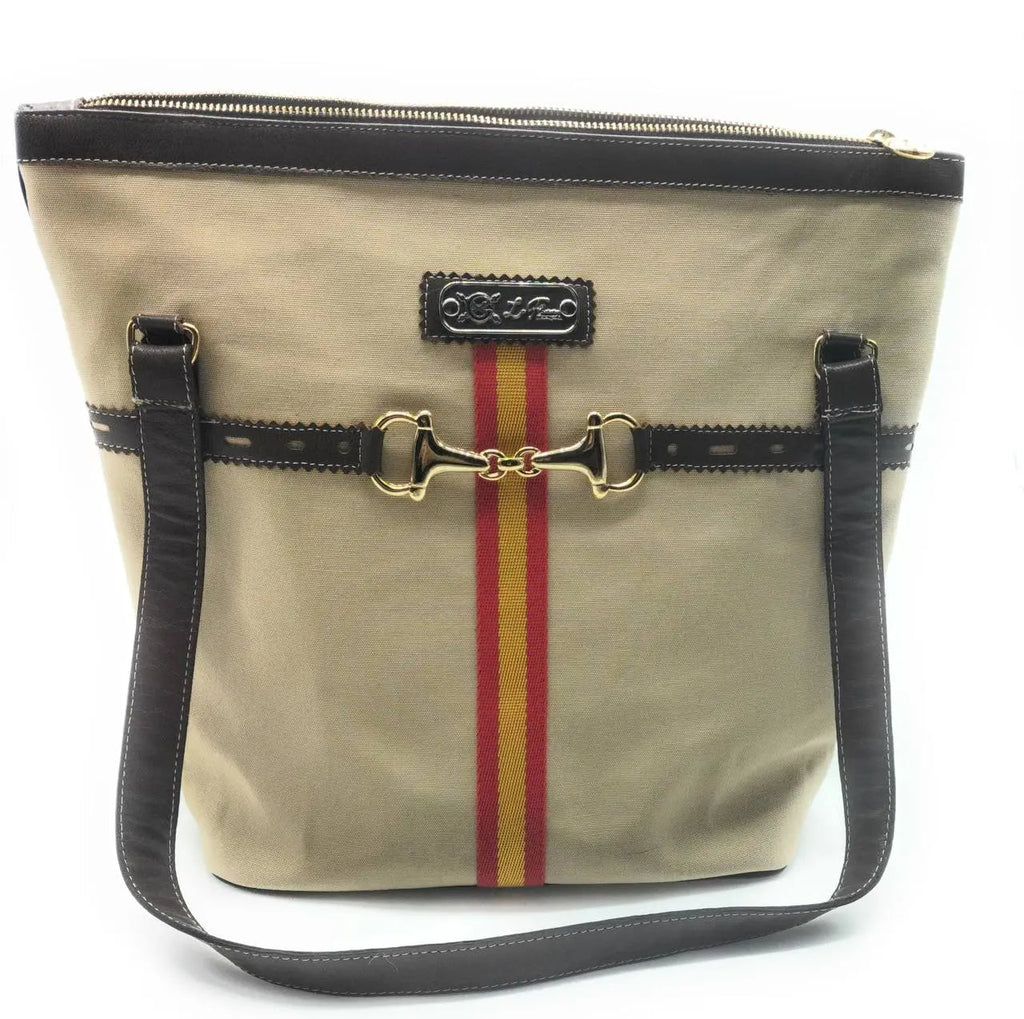 Bolso TOTE camel Bandera España y mordida de caballo - LaFlamencadeBorgoña