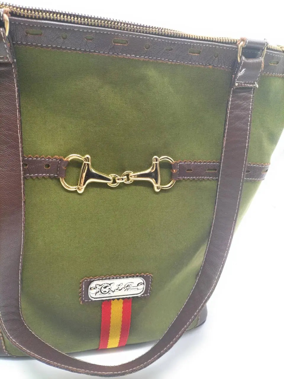 Comprar Bolso TOTE camel Bandera España y mordida de caballo La Flamenca de Borgoña, Bandera de España, Cruz de Borgoña, Patricia Muñoz, VOX, Santiago Abascal
