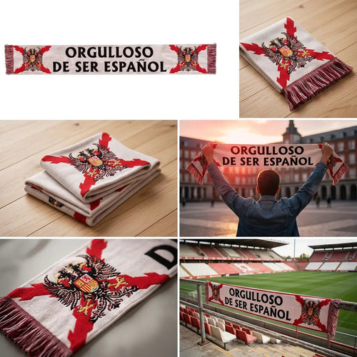 Comprar Bufanda Cruz de Borgoña Águila Bicéfala “Orgulloso de ser Español” (140 x 18.5 cm) La Flamenca de Borgoña Bandera España