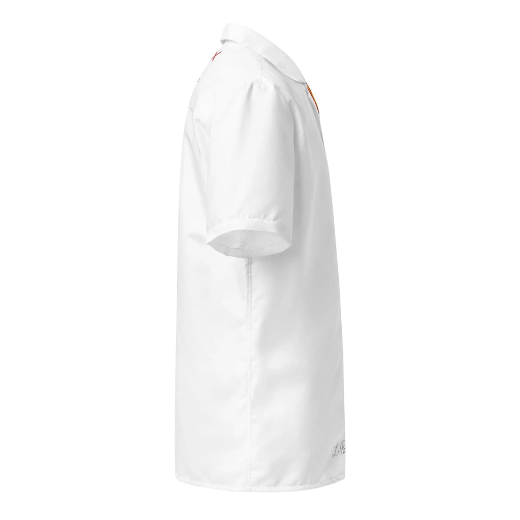 Comprar Camisa Bandera España blanca manga corta unisex Bandera España La Flamenca de Borgoña Patricia Muñoz VOX
