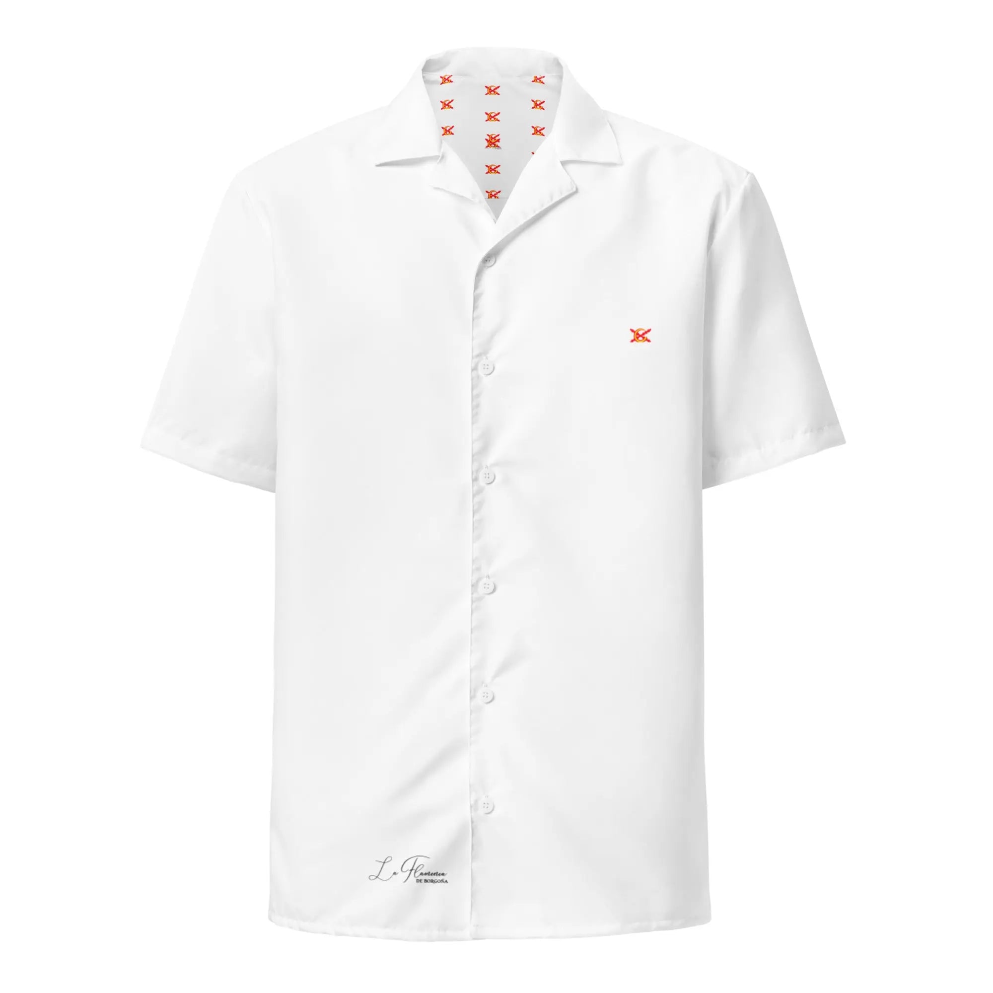 Comprar Camisa blanca manga corta unisex Bandera España La Flamenca de Borgoña Patricia Muñoz VOX