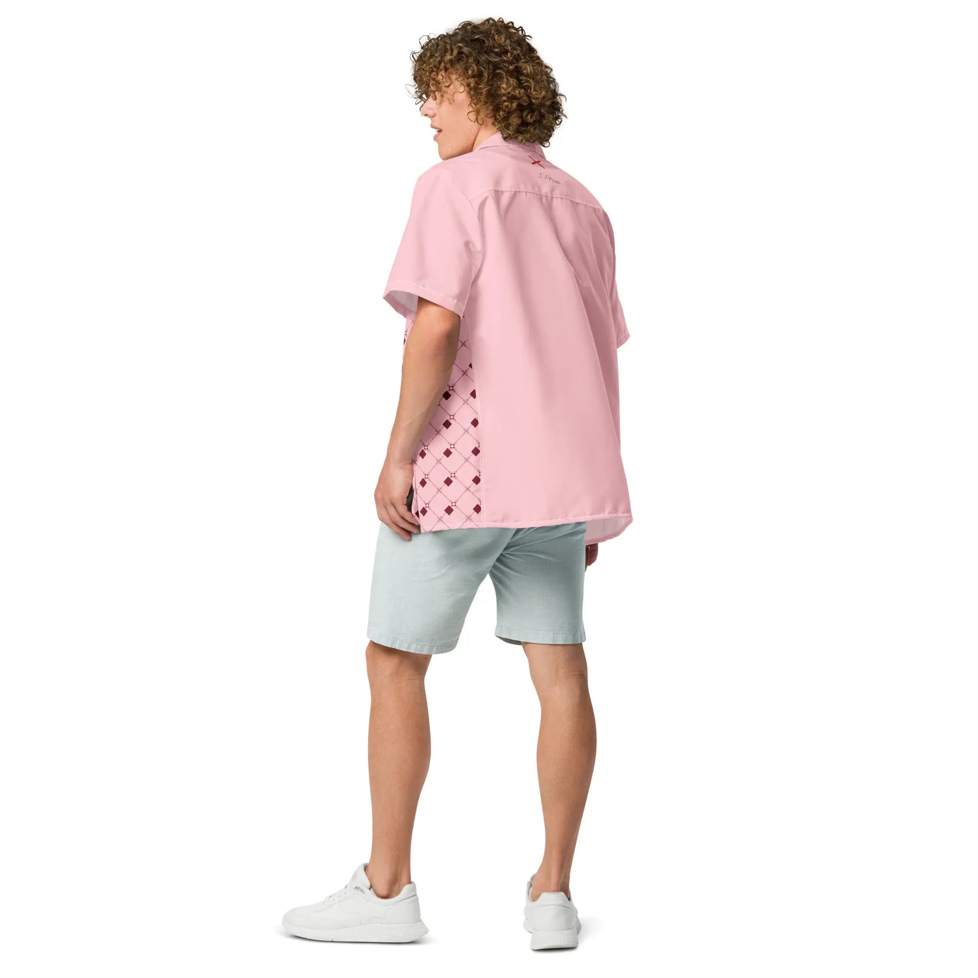 Comprar Camisa rosa geométrica manga corta unisex Bandera España La Flamenca de Borgoña Patricia Muñoz VOX
