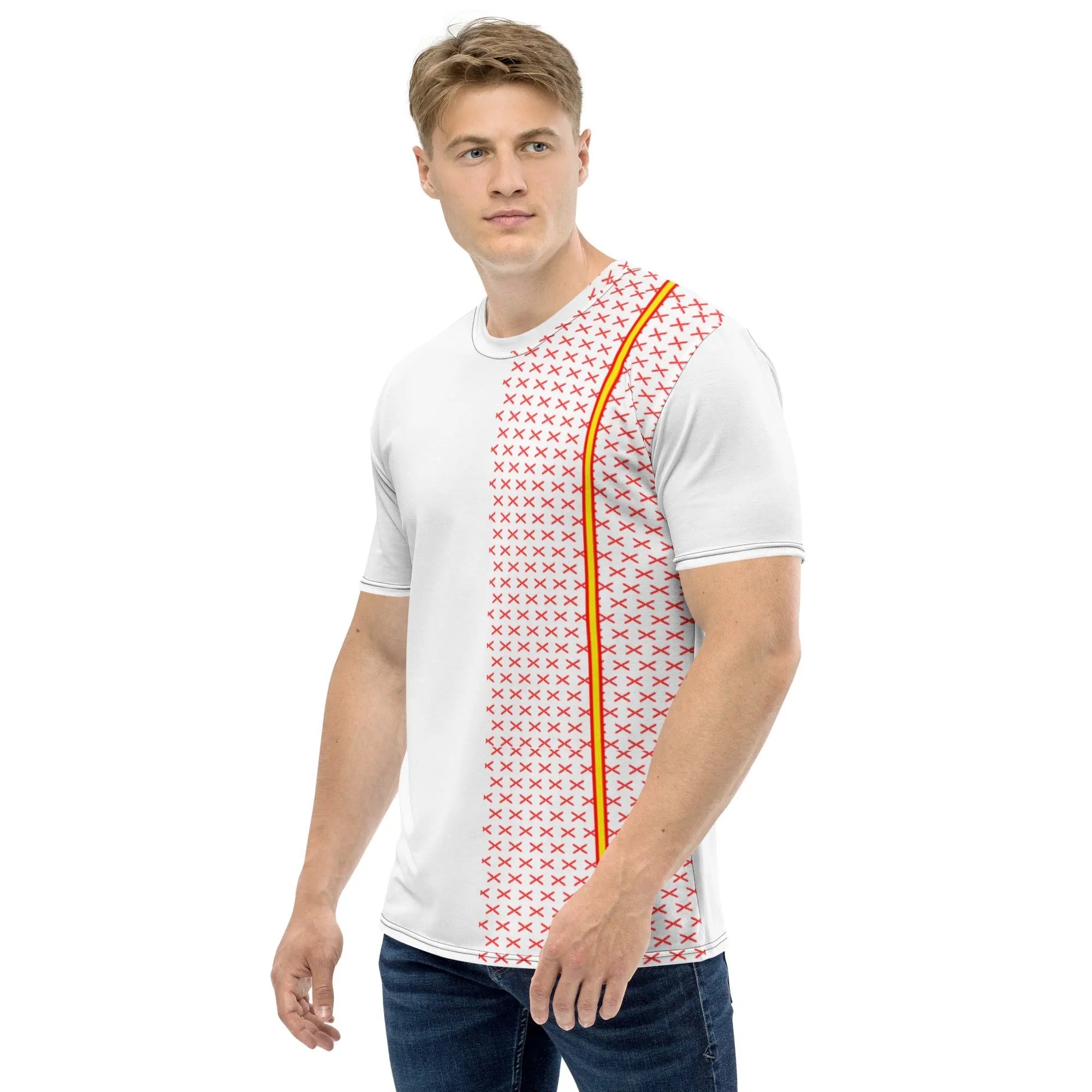 Comprar Camiseta Cruz de Borgoña blanca para hombre Bandera España La Flamenca de Borgoña Patricia Muñoz VOX