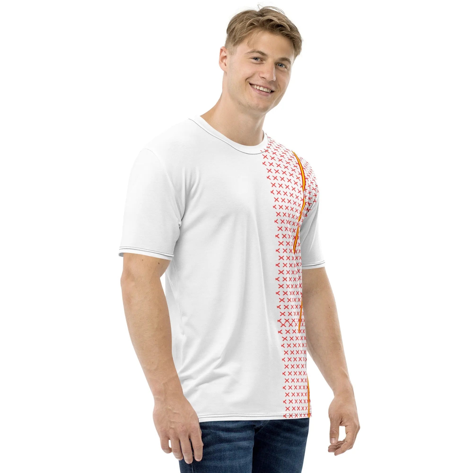 Comprar Camiseta Cruz de Borgoña blanca para hombre Bandera España La Flamenca de Borgoña Patricia Muñoz VOX