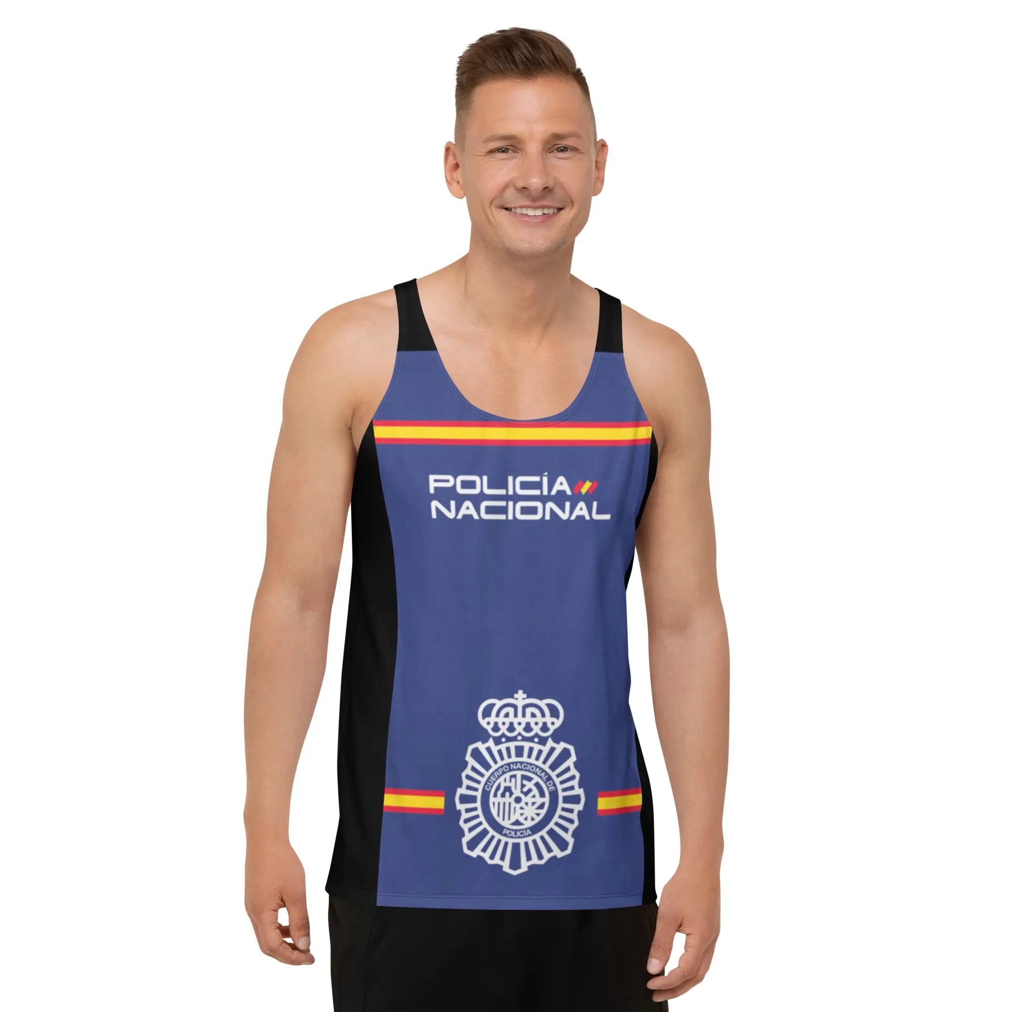 Comprar Camiseta Policía Nacional de tirantes unisex Bandera España La Flamenca de Borgoña Patricia Muñoz VOX
