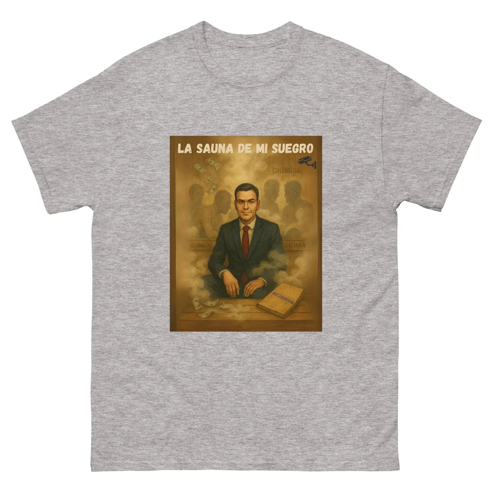 Comprar Camiseta La sauna de mi suegro - Pedro Sánchez Bandera España La Flamenca de Borgoña Patricia Muñoz VOX