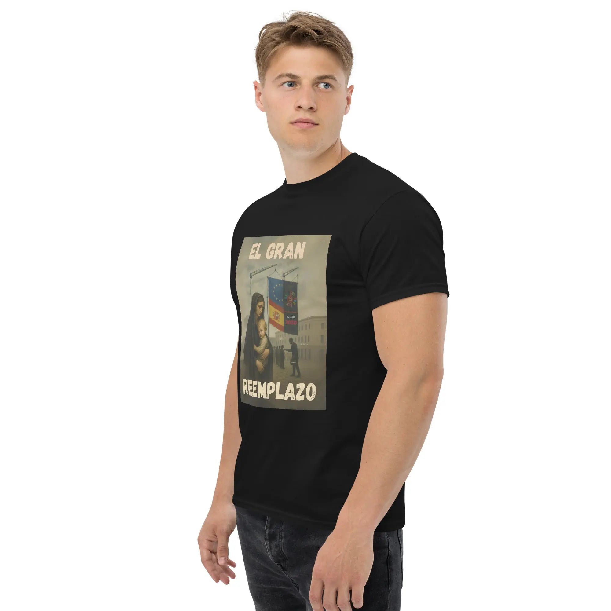 Comprar Camiseta "El gran reemplazo" Bandera España La Flamenca de Borgoña Patricia Muñoz VOX