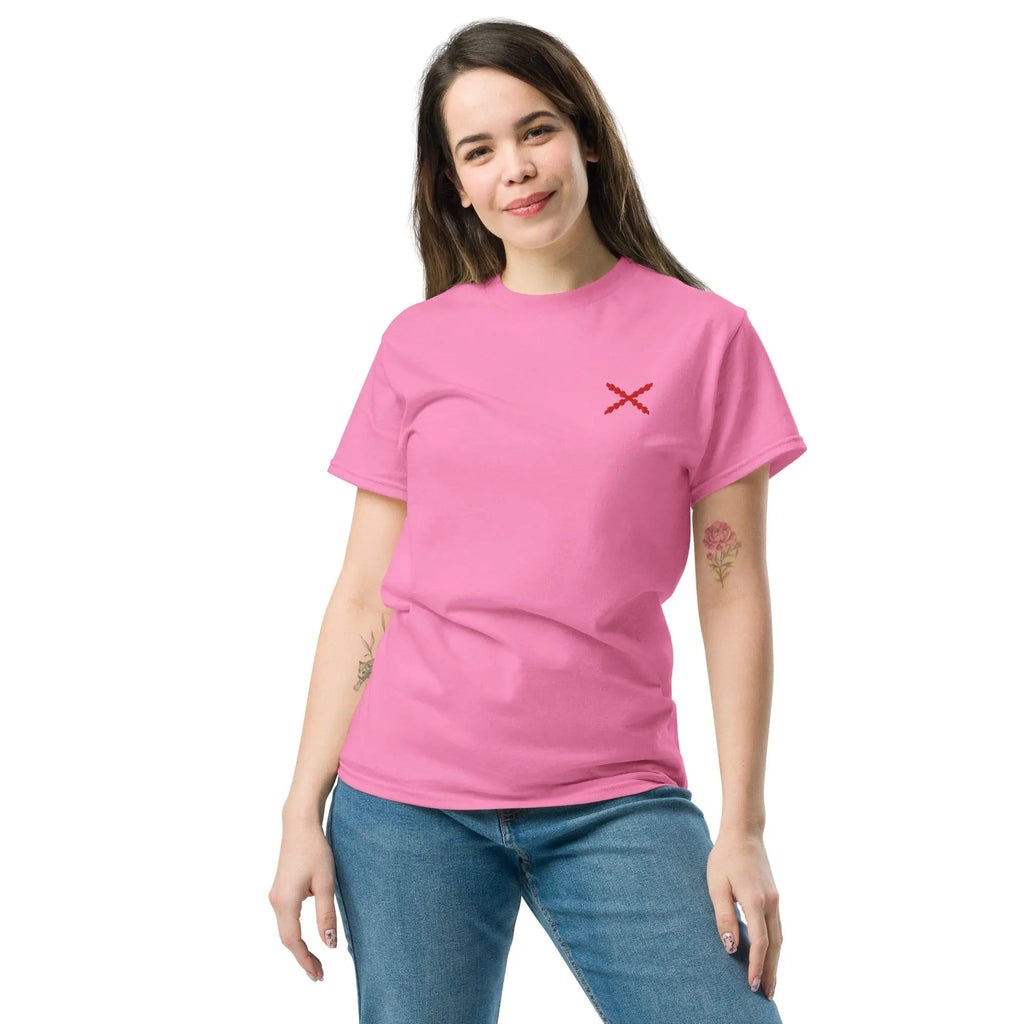 Comprar Camiseta clásica unisex bordado Cruz de Borgoña La Flamenca de Borgoña, Bandera de España, Cruz de Borgoña, Patricia Muñoz, VOX