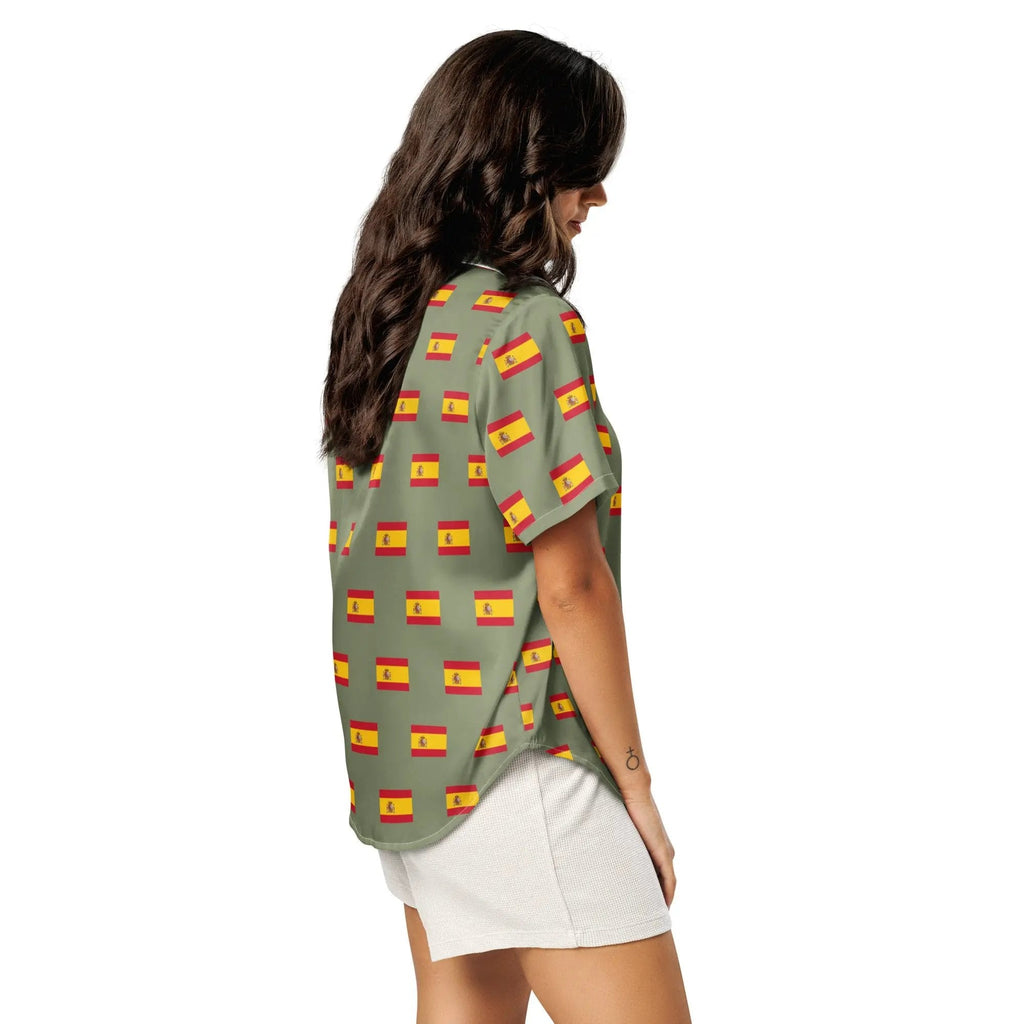 Comprar Camiseta de pijama de manga corta Verde Bandera España con ribete La Flamenca de Borgoña Bandera España