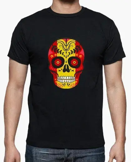 Comprar Camiseta hombre Calavera de España - Talla L - OFERTA La Flamenca de Borgoña Bandera España
