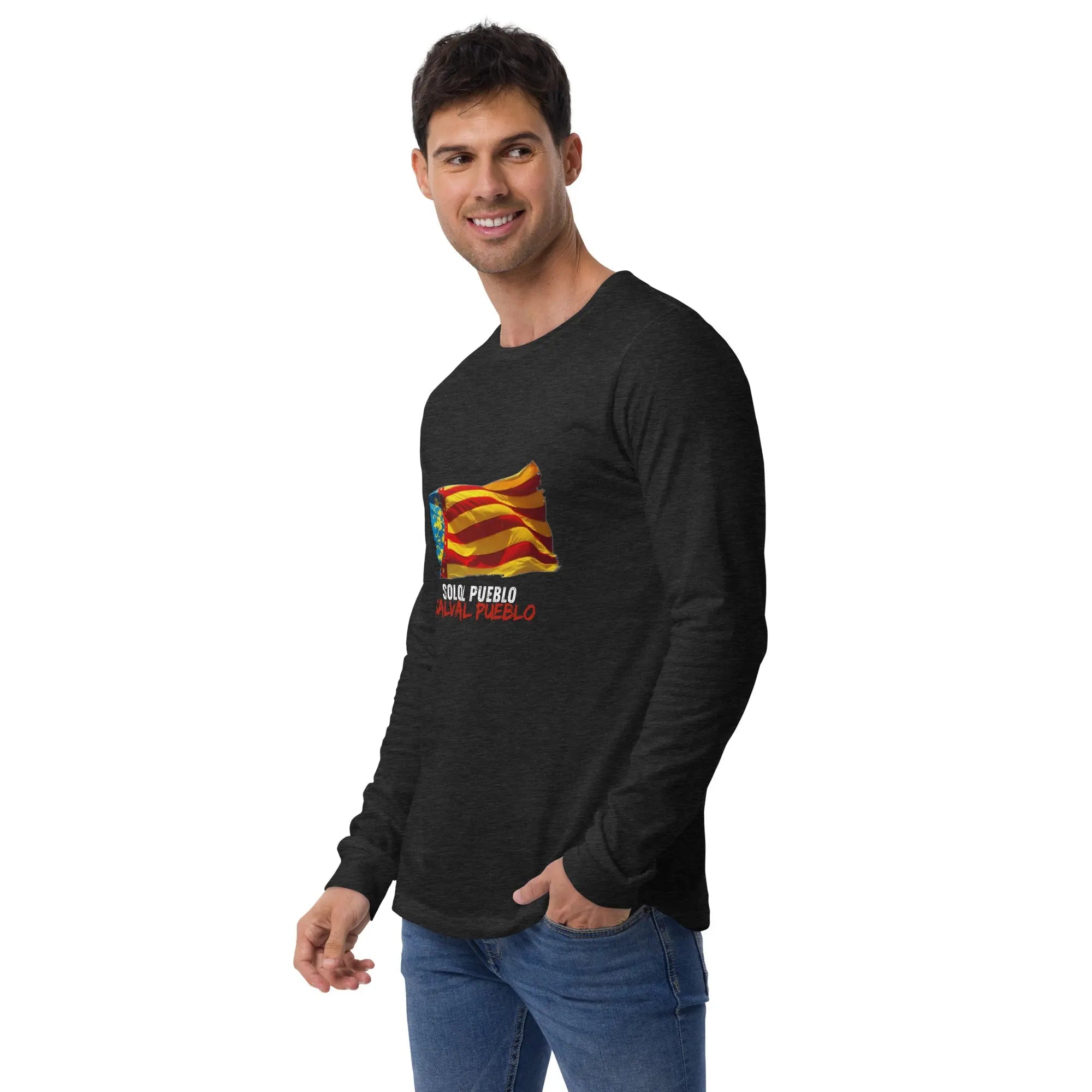 Comprar Camiseta Valencia Solo el pueblo salva al pueblo - manga larga unisex Bandera España La Flamenca de Borgoña Patricia Muñoz VOX