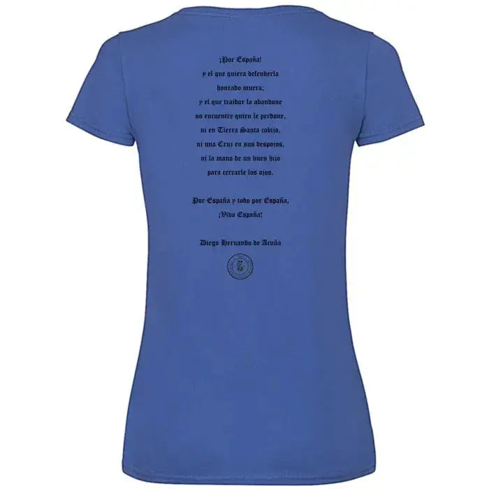 Comprar Camiseta mujer Brindis de los Tercios - delante y detrás - Talla XS - OFERTA La Flamenca de Borgoña Bandera España