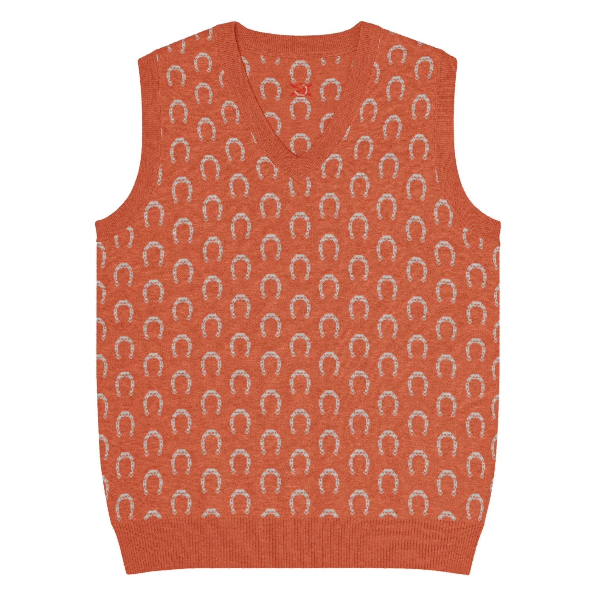 Comprar Chaleco de punto con cuello pico Naranja Bandera España La Flamenca de Borgoña Patricia Muñoz VOX