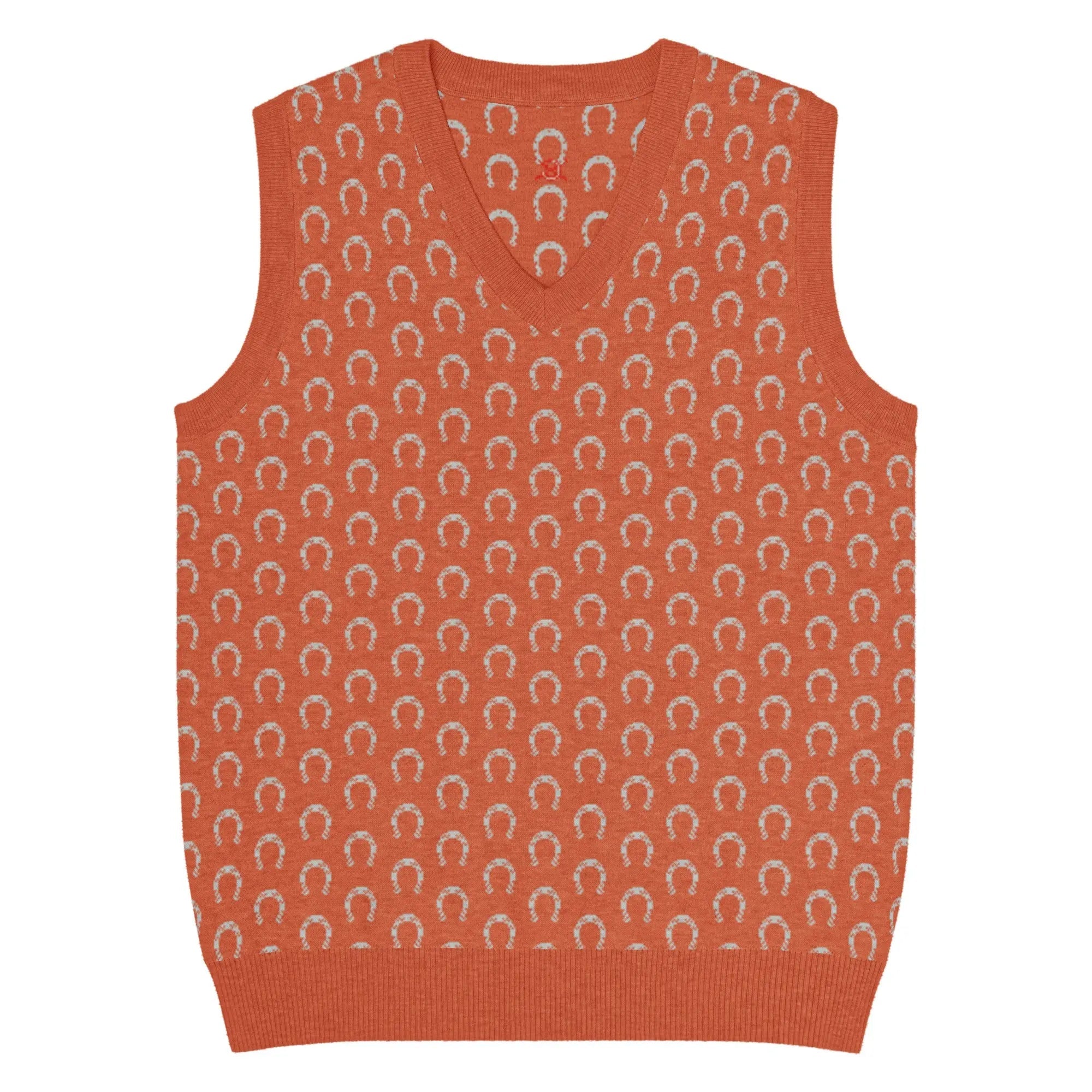 Comprar Chaleco de punto con cuello pico Naranja Bandera España La Flamenca de Borgoña Patricia Muñoz VOX