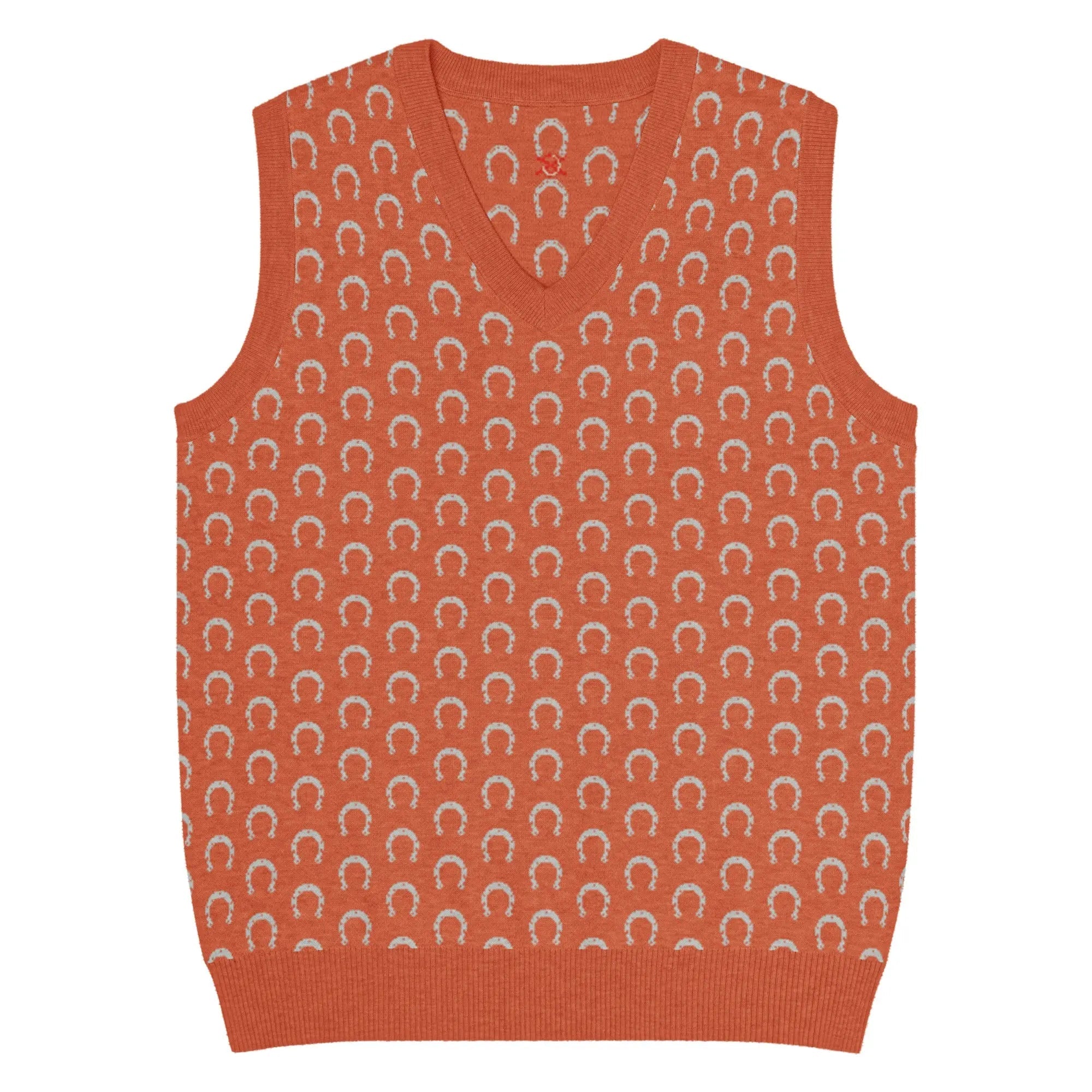 Comprar Chaleco de punto con cuello pico Naranja Bandera España La Flamenca de Borgoña Patricia Muñoz VOX