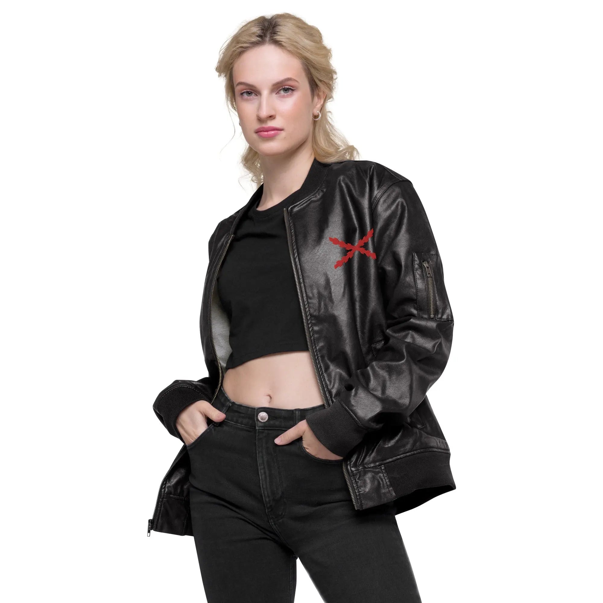 Comprar Chaqueta bomber piel vegana Tu regere imperio fluctus Hispane memento Bandera España La Flamenca de Borgoña Patricia Muñoz VOX