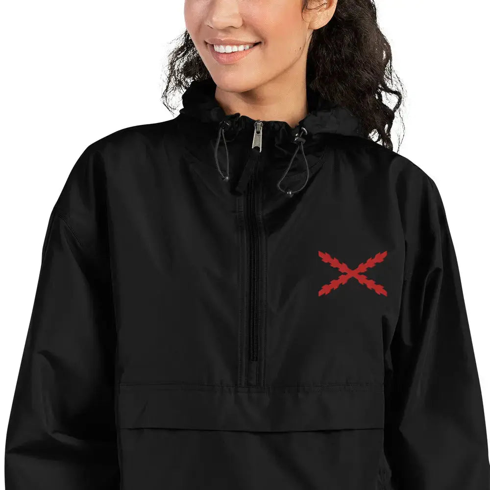 Comprar Chaqueta chubasquero plegable Champion Cruz de Borgoña bordada Bandera España La Flamenca de Borgoña Patricia Muñoz VOX