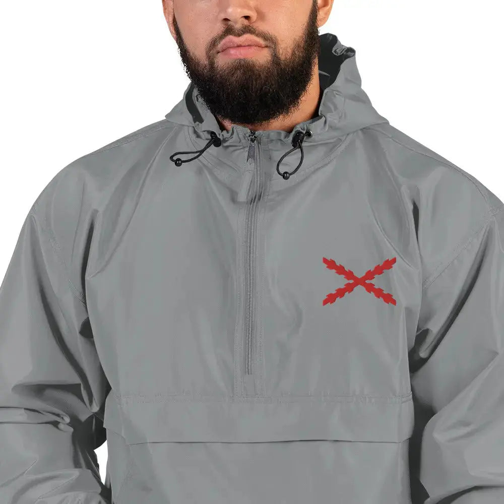 Comprar Chaqueta chubasquero plegable Champion Cruz de Borgoña bordada Bandera España La Flamenca de Borgoña Patricia Muñoz VOX