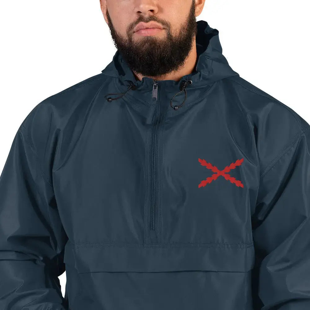 Comprar Chaqueta chubasquero plegable Champion Cruz de Borgoña bordada Bandera España La Flamenca de Borgoña Patricia Muñoz VOX