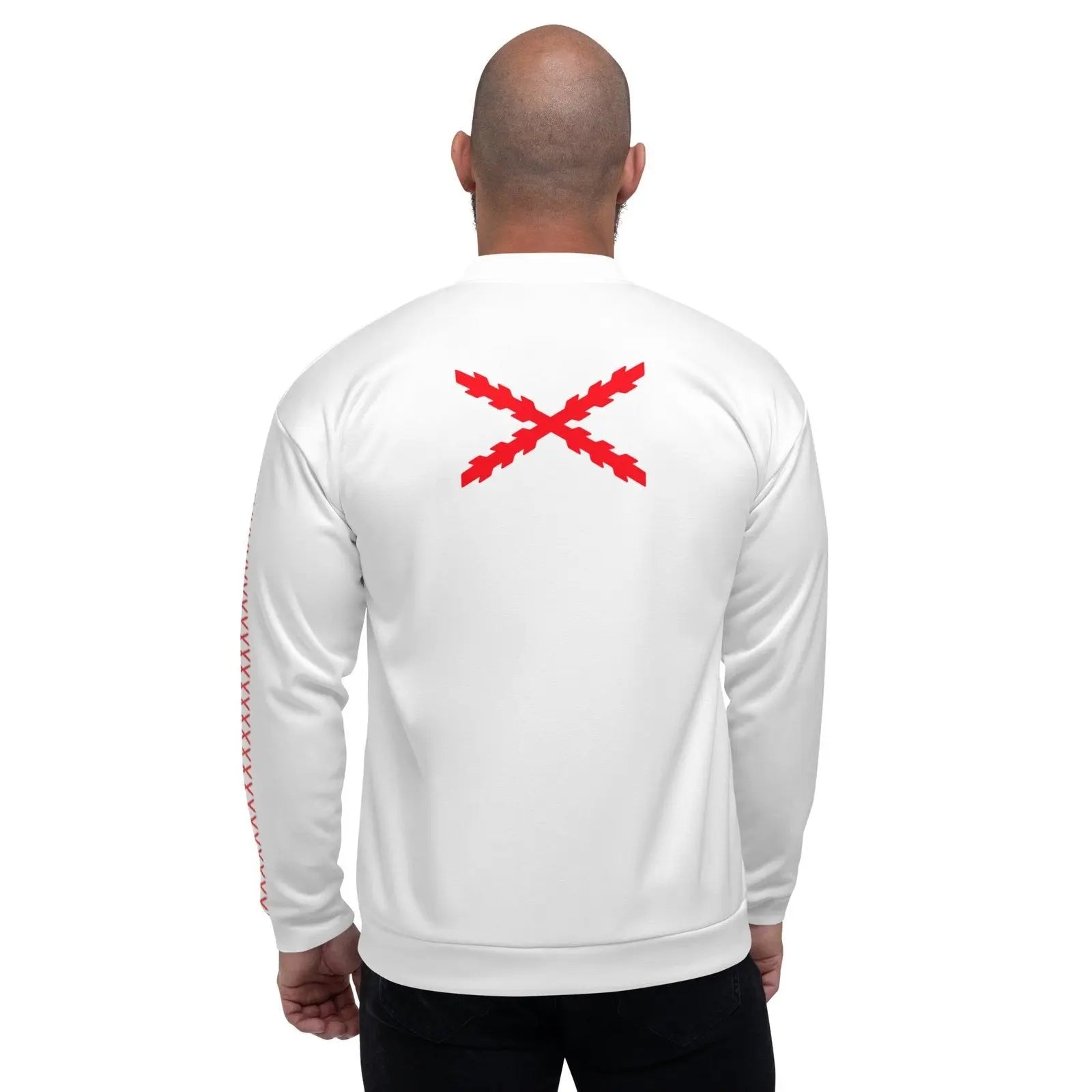 Comprar Chaqueta deportiva Cruz de Borgoña unisex blanca Bandera España La Flamenca de Borgoña Patricia Muñoz VOX