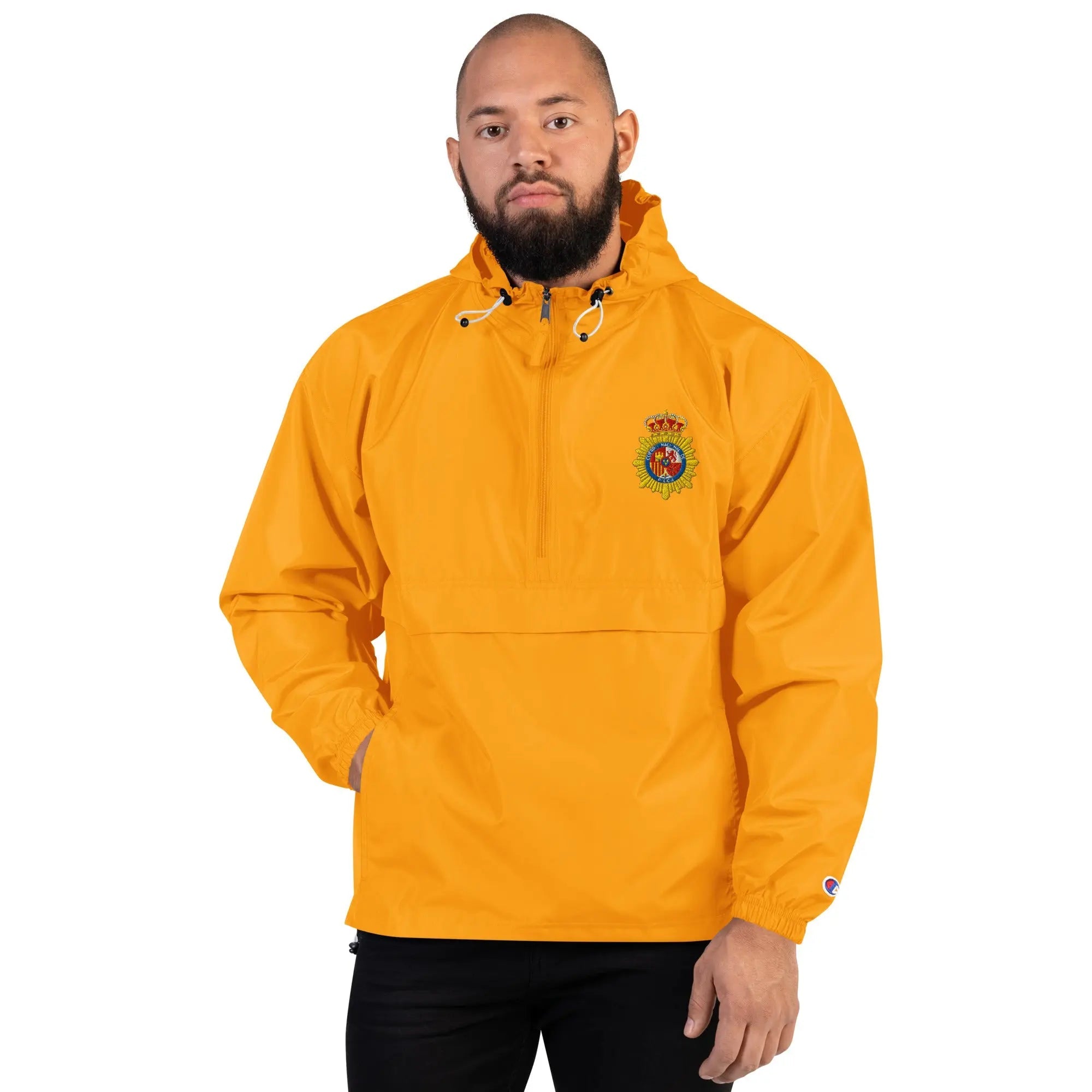 Comprar Chaqueta unisex Policía Nacional bordada plegable Champion La Flamenca de Borgoña Bandera España