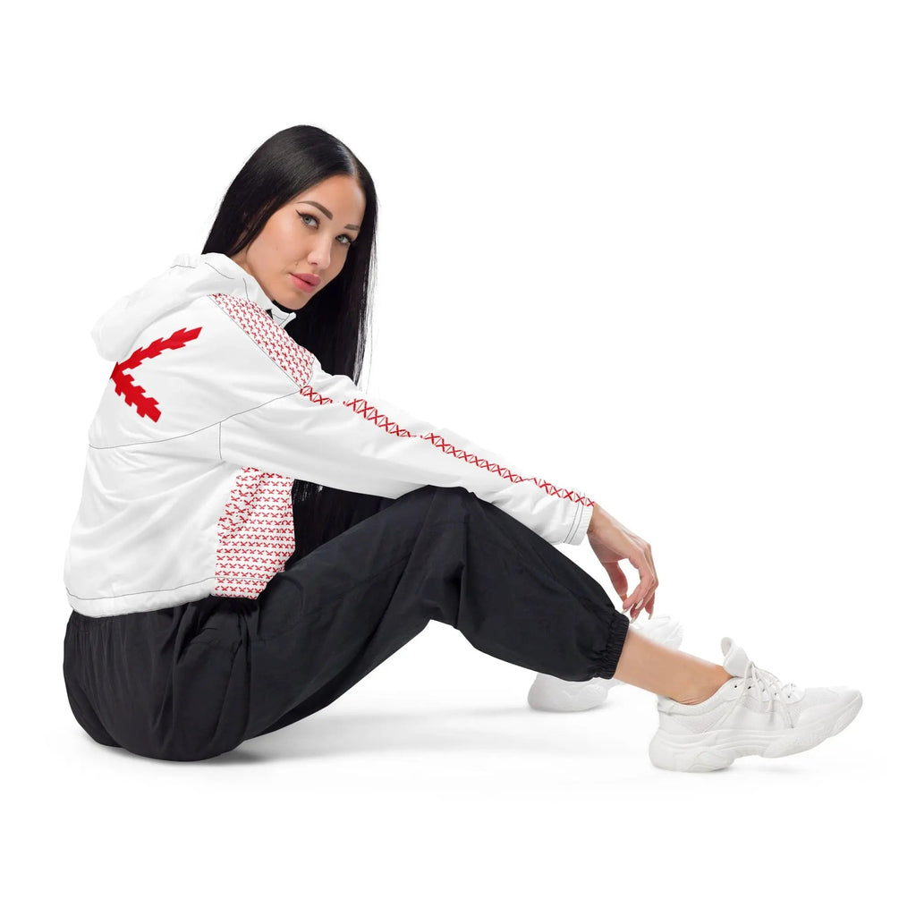 Comprar Cortavientos Cruz de Borgoña crop para mujer Bandera España La Flamenca de Borgoña Patricia Muñoz VOX