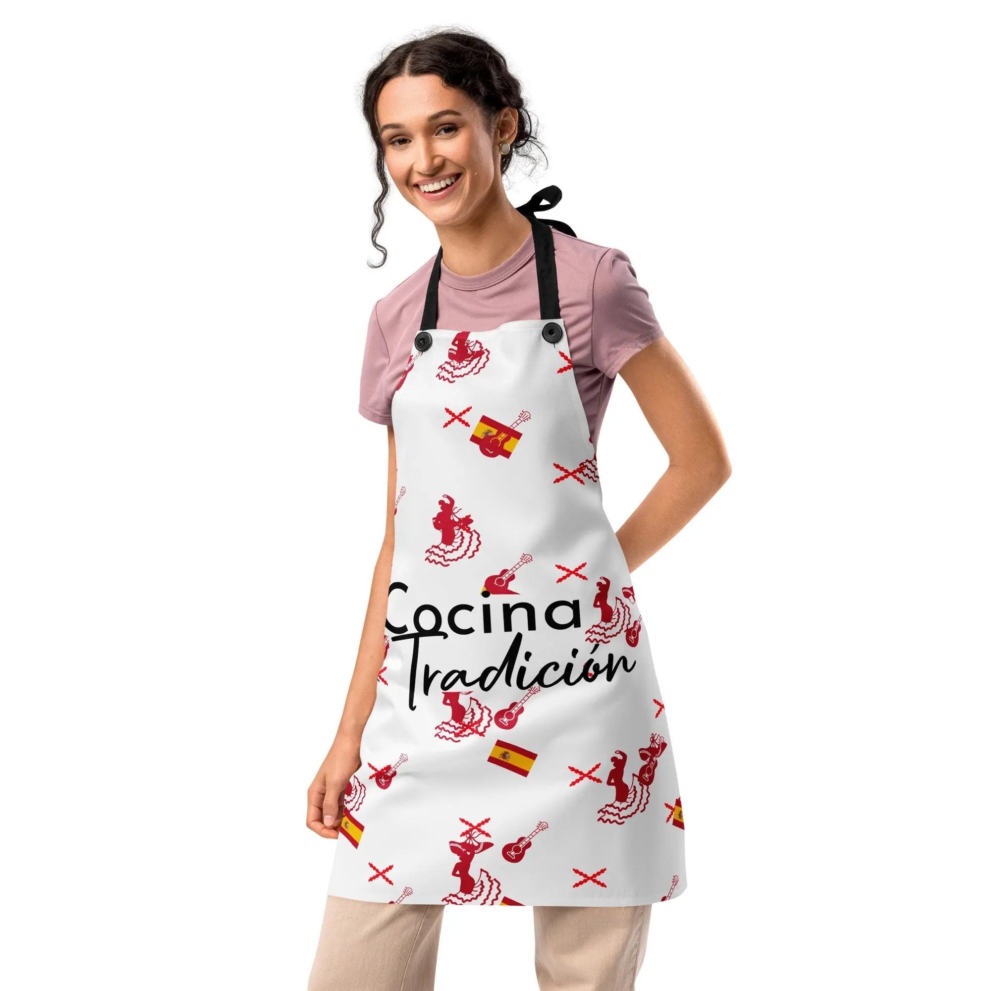 Comprar Delantal de cocina "Cocina y Tradición" iconos La Flamenca de Borgoña Bandera España