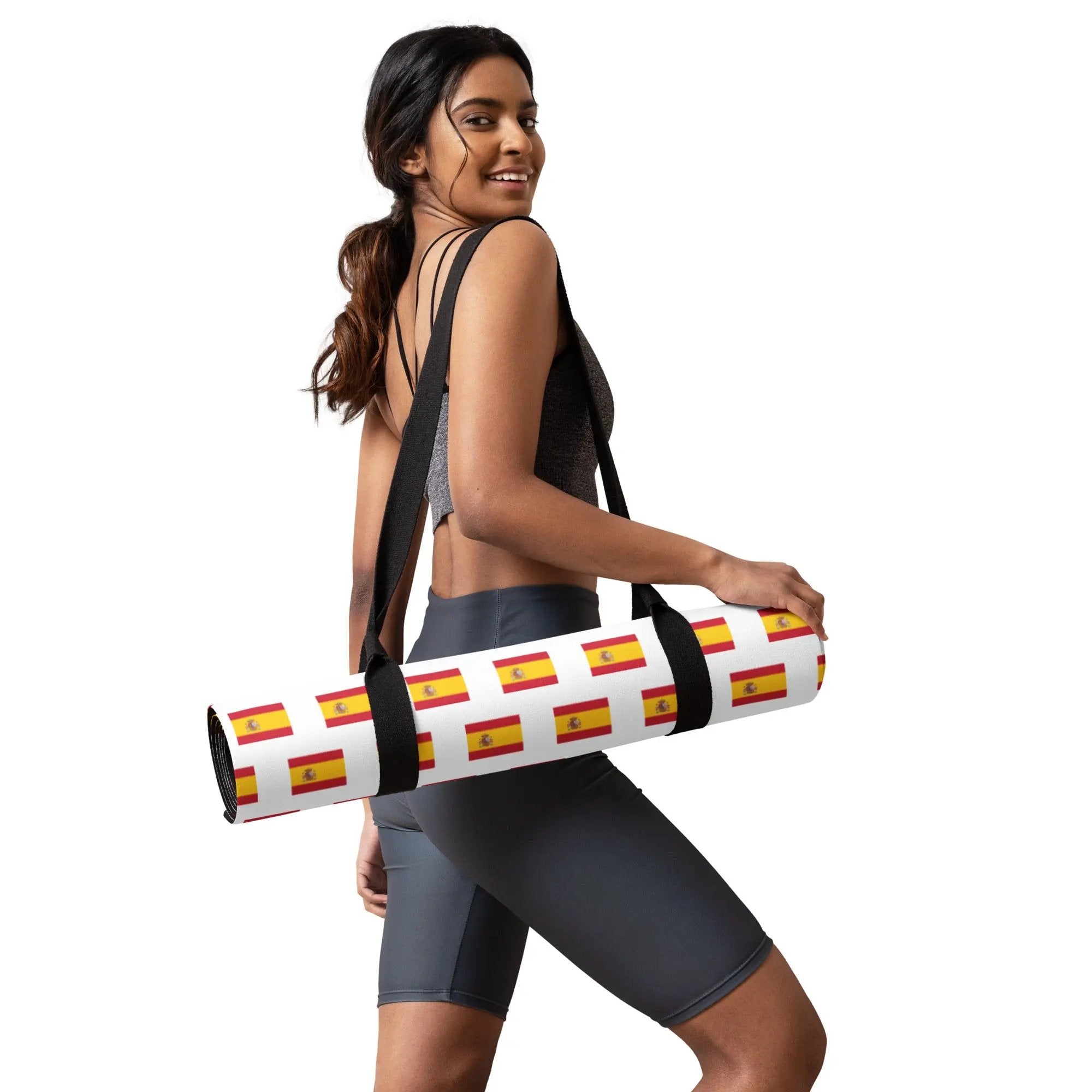Comprar Esterilla de yoga Bandera España mosaico fondo blanco La Flamenca de Borgoña Bandera España