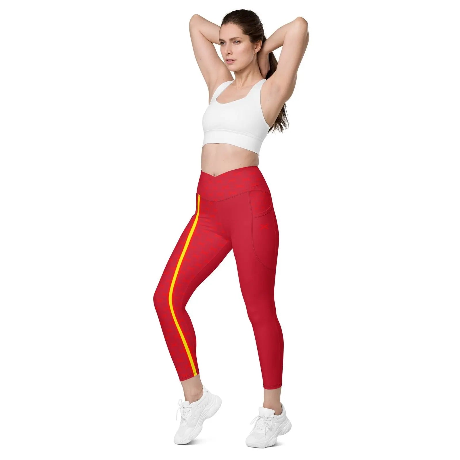 Comprar Leggins Bandera de España mujer cintura cruzada con bolsillos Bandera España La Flamenca de Borgoña Patricia Muñoz VOX