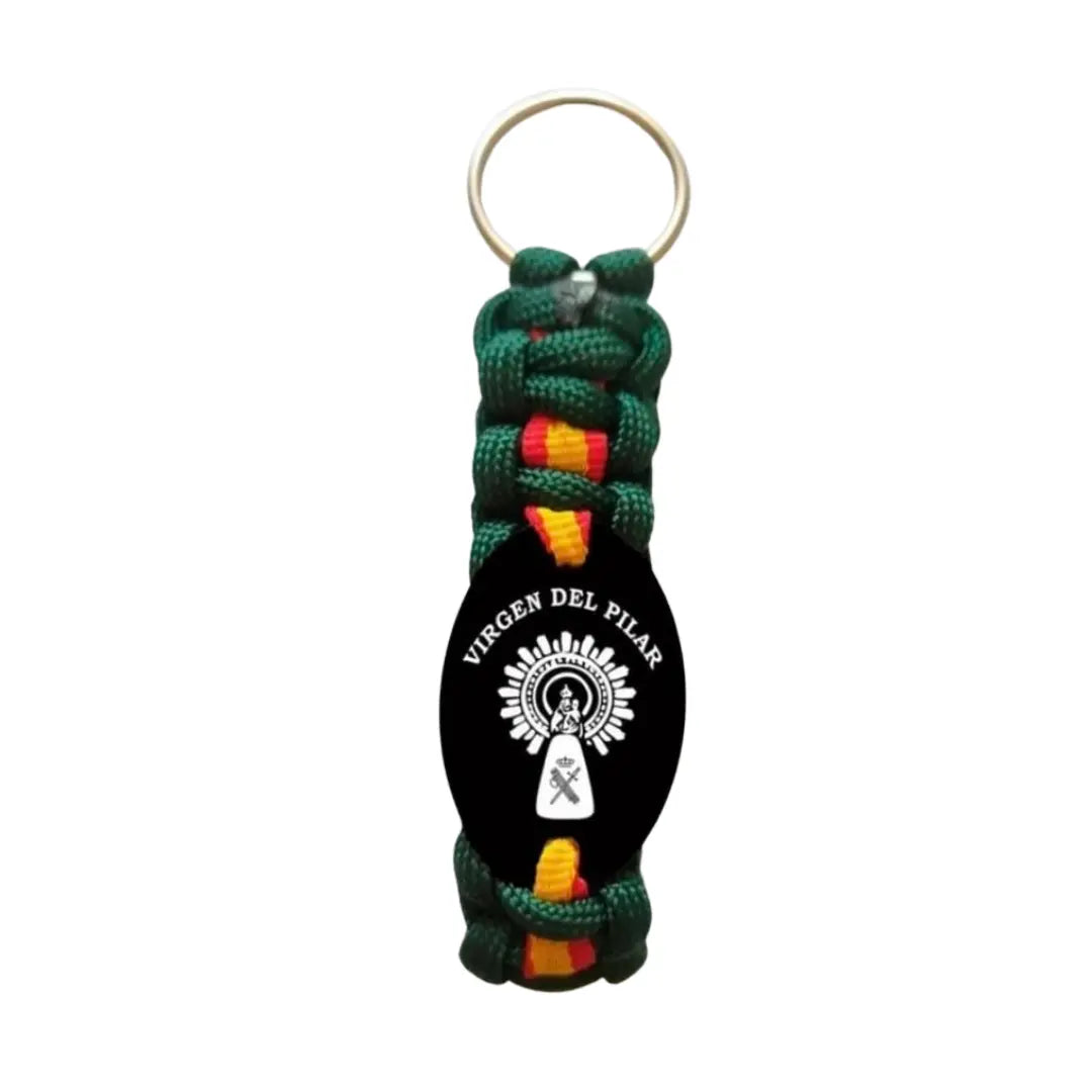 Llavero Virgen del Pilar paracord verde
