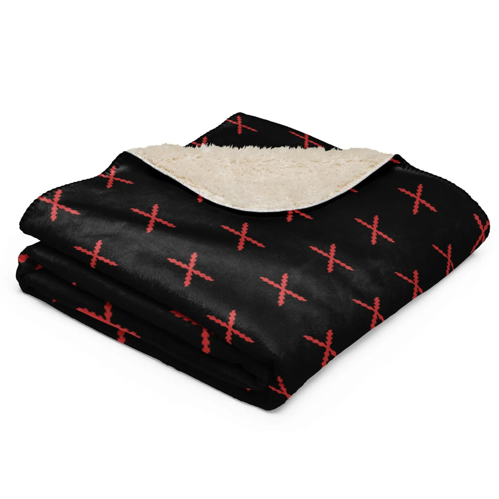 Comprar Manta sherpa Cruz de Borgoña mosaico negro La Flamenca de Borgoña, Bandera de España, Cruz de Borgoña, Patricia Muñoz, VOX, Santiago Abascal