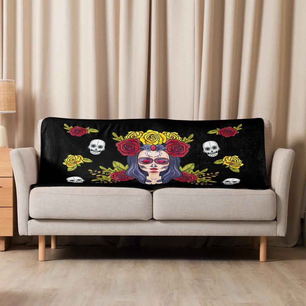 Comprar Manta sherpa La Muerte Mexicana Calavera La Flamenca de Borgoña, Bandera de España, Cruz de Borgoña, Patricia Muñoz, VOX, Santiago Abascal