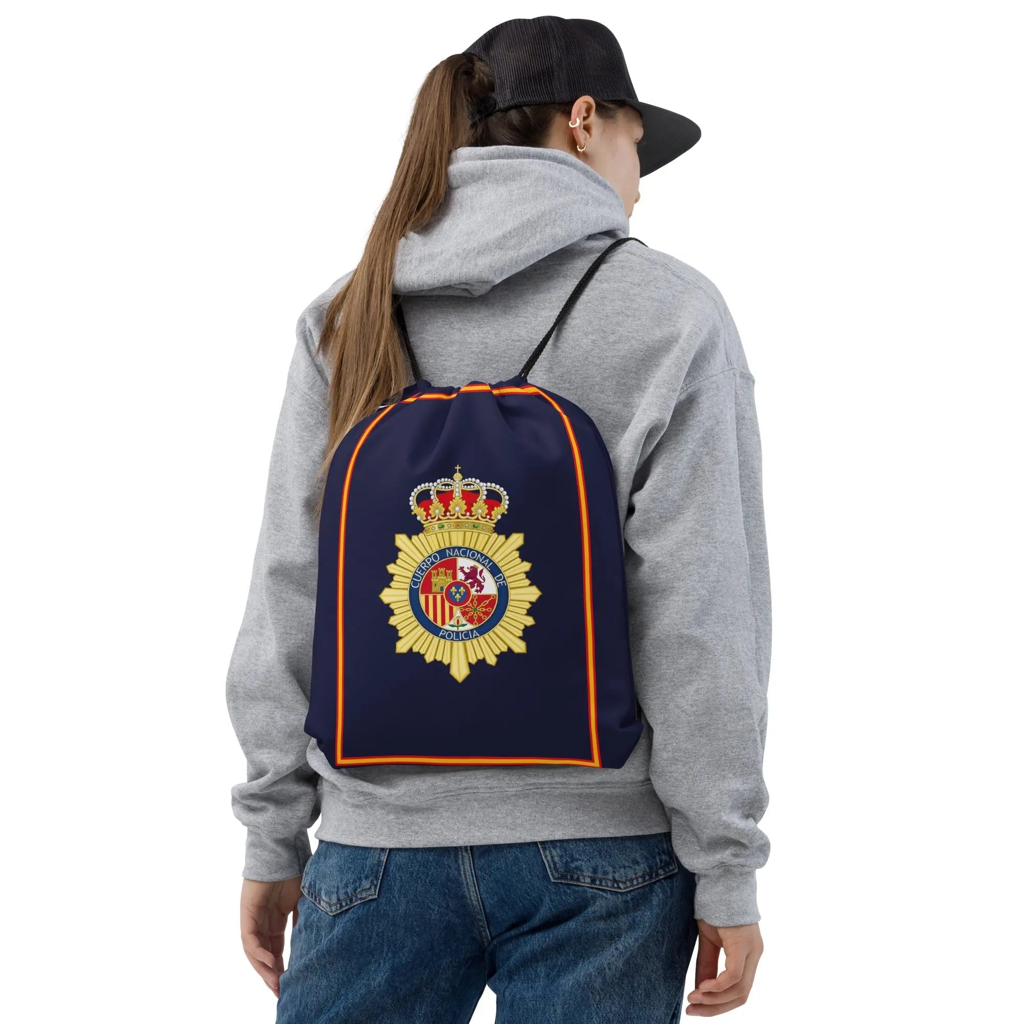 Comprar Mochila con cordones Policía Nacional Bandera España La Flamenca de Borgoña Patricia Muñoz VOX