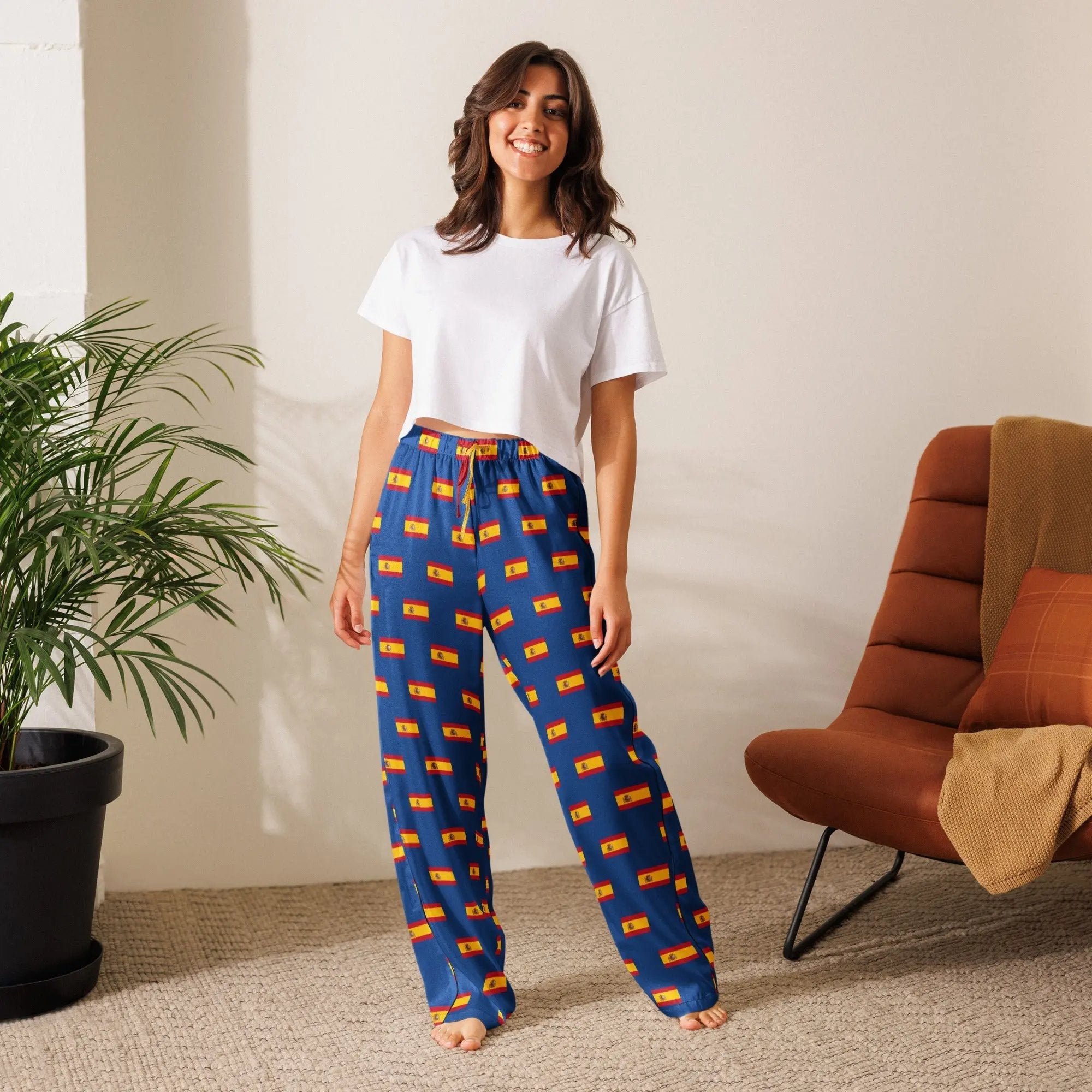 Comprar Pantalón de pijama Azul Bandera España con ribete La Flamenca de Borgoña Bandera España
