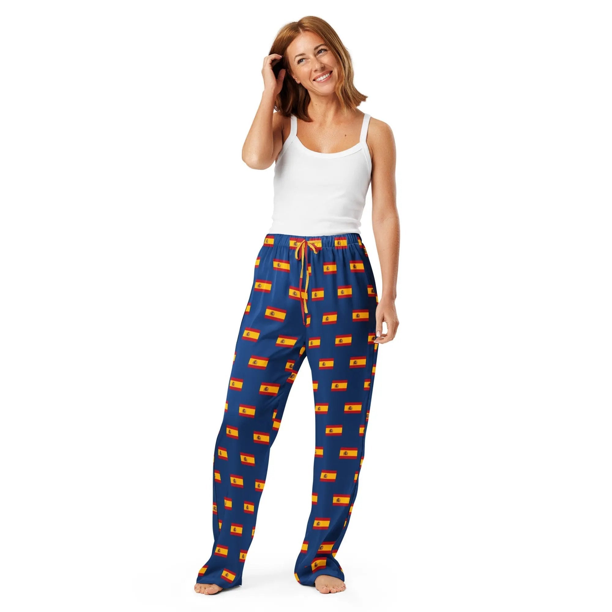 Comprar Pantalón de pijama Azul Bandera España con ribete La Flamenca de Borgoña Bandera España