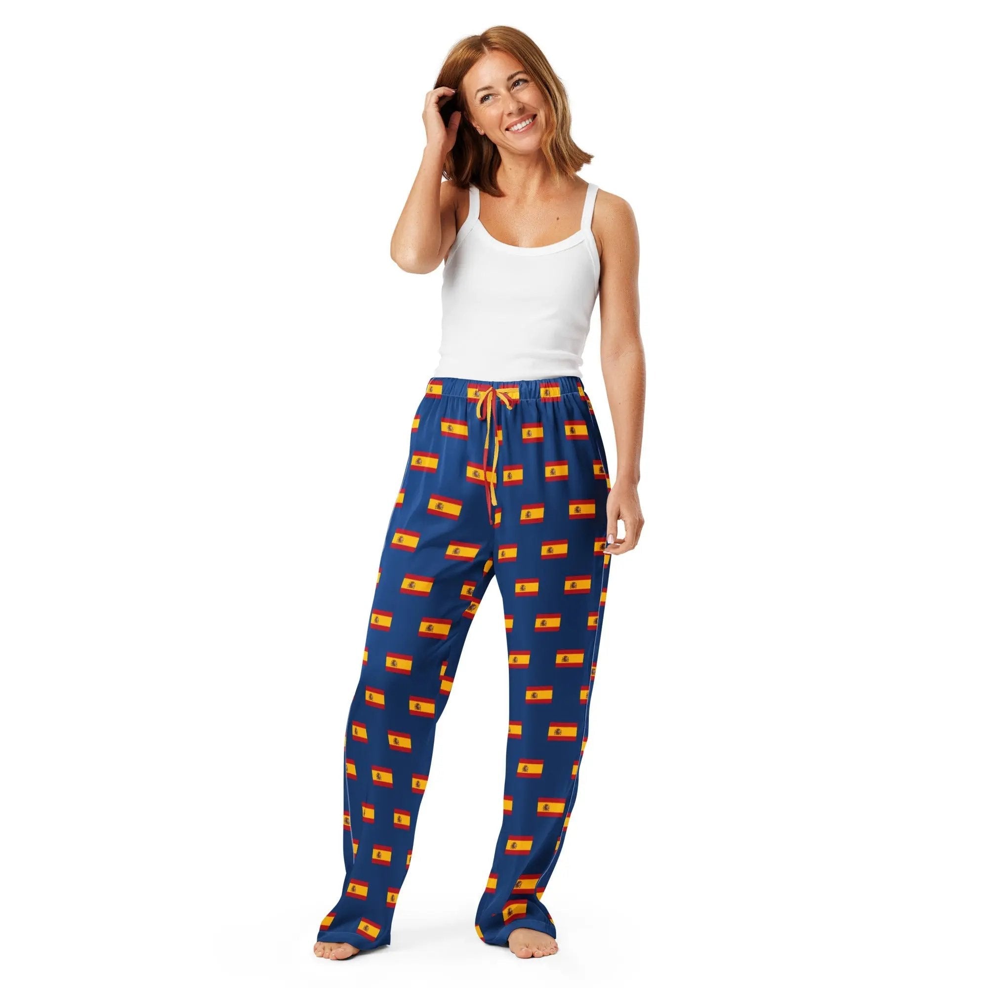 Comprar Pantalón de pijama Azul Bandera España con ribete La Flamenca de Borgoña Bandera España