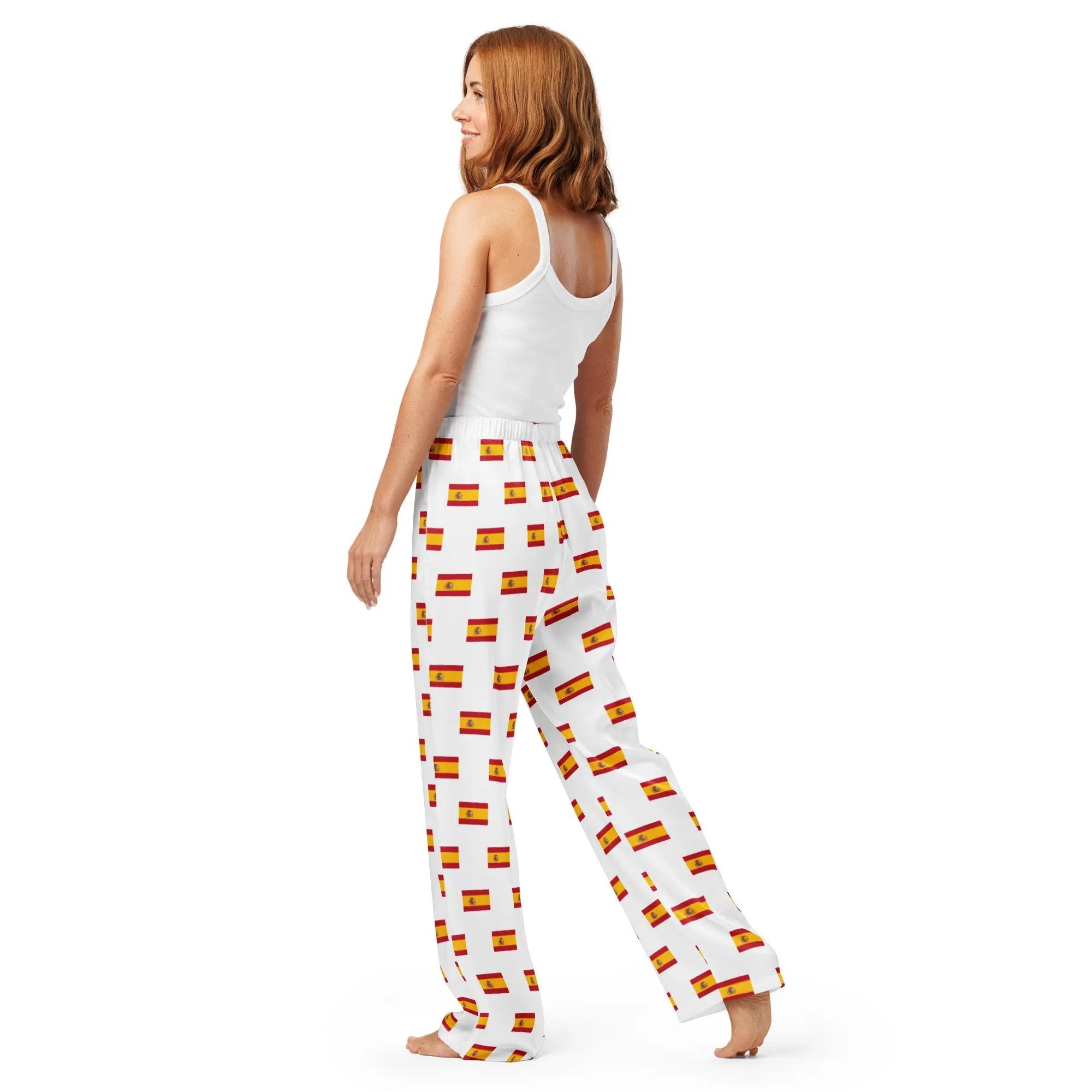Comprar Pantalón de pijama Blanco Bandera España con ribete La Flamenca de Borgoña Bandera España