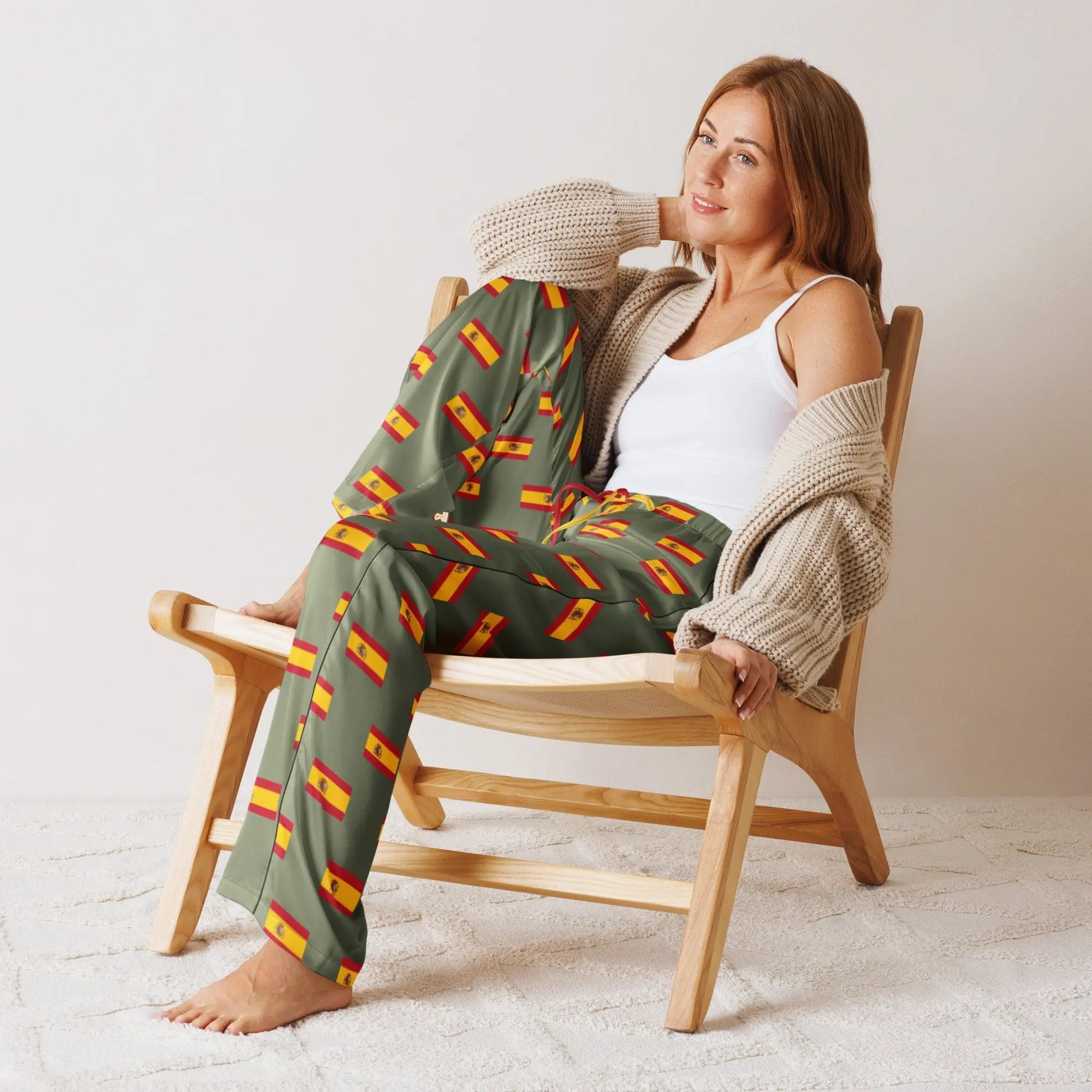 Comprar Pantalón de pijama Verde Bandera España con ribete La Flamenca de Borgoña Bandera España