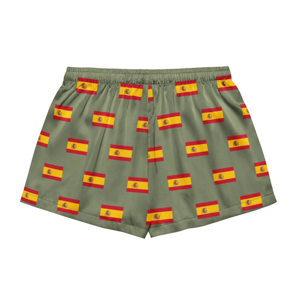 Comprar Pantalones cortos de pijama Verde Bandera España con ribete La Flamenca de Borgoña Bandera España