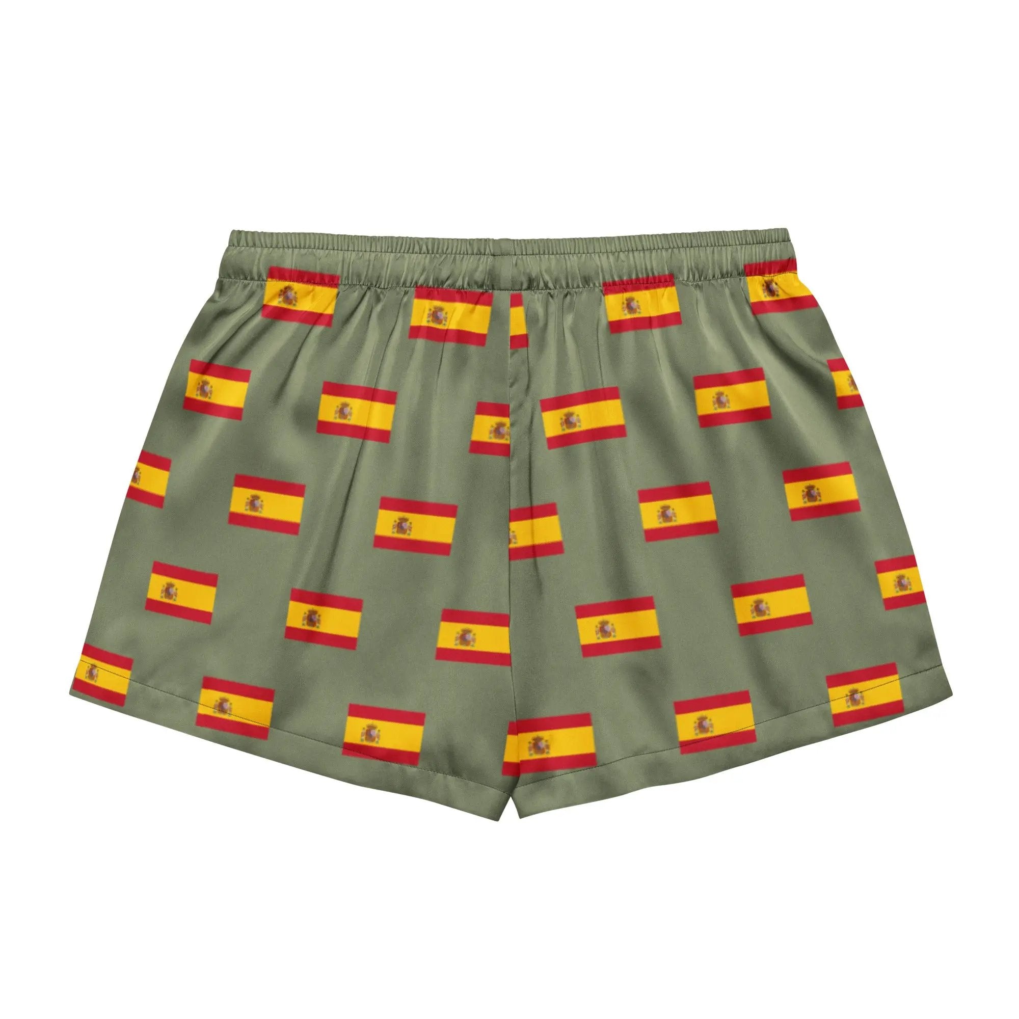 Comprar Pantalones cortos de pijama Verde Bandera España con ribete La Flamenca de Borgoña Bandera España