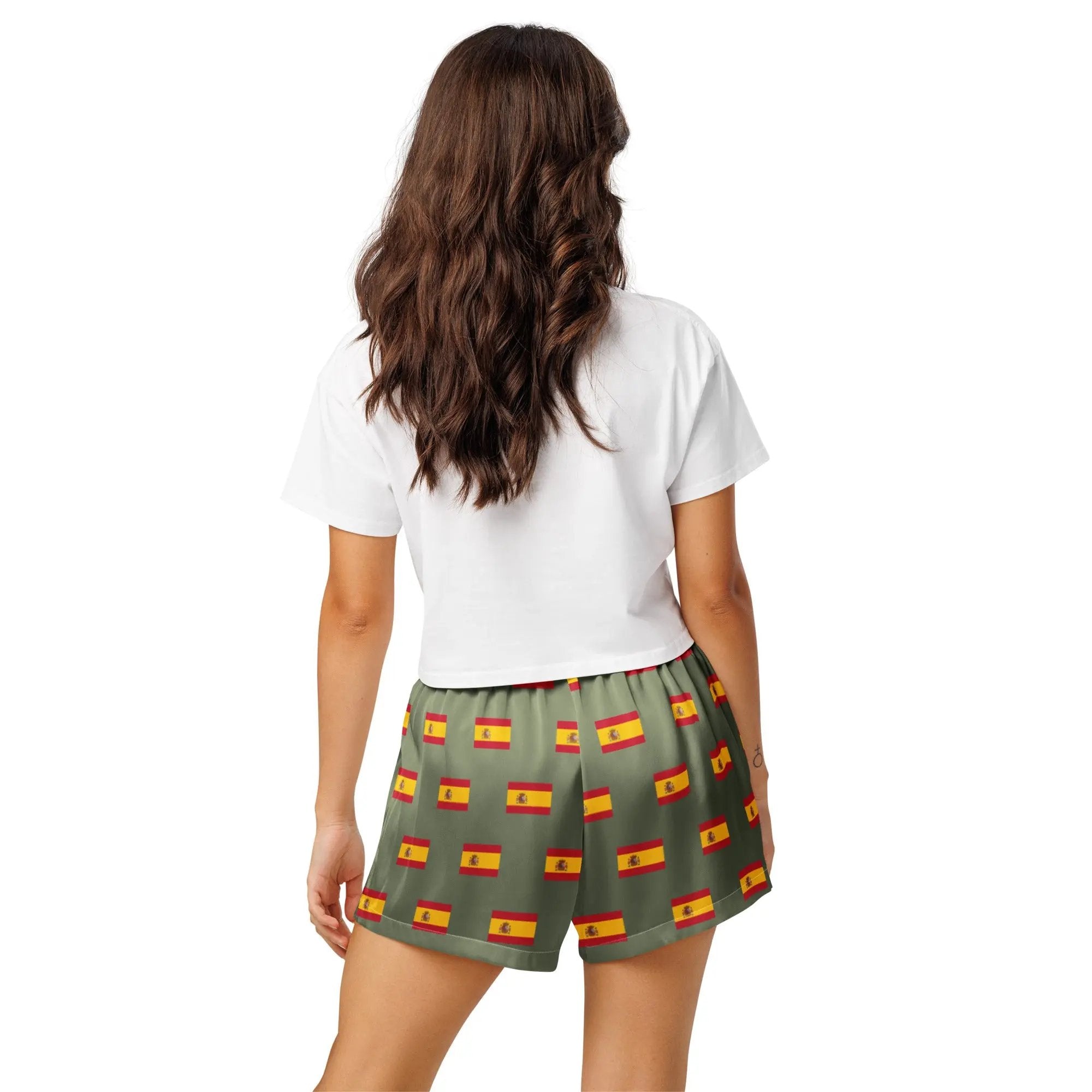 Comprar Pantalones cortos de pijama Verde Bandera España con ribete La Flamenca de Borgoña Bandera España