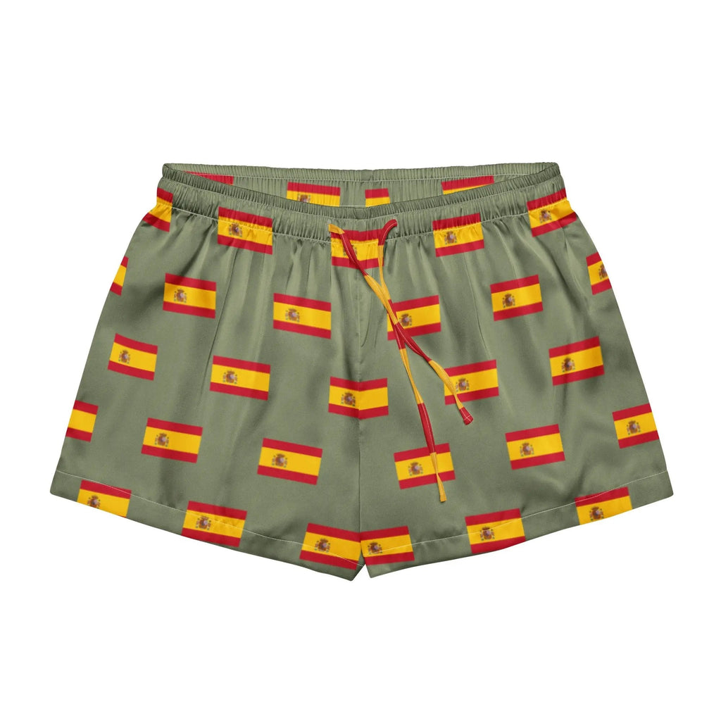Comprar Pantalones cortos de pijama Verde Bandera España con ribete La Flamenca de Borgoña Bandera España