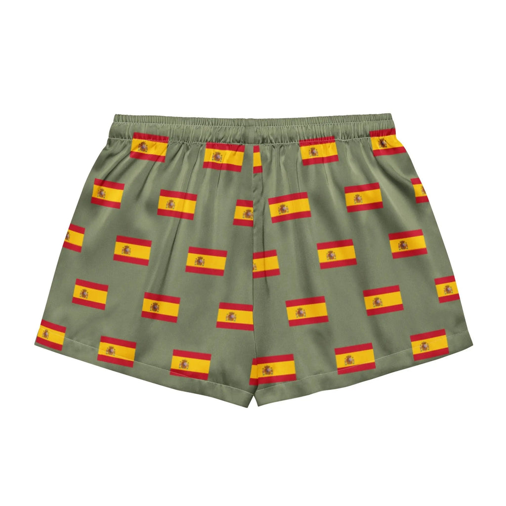 Comprar Pantalones cortos de pijama Verde Bandera España con ribete La Flamenca de Borgoña Bandera España