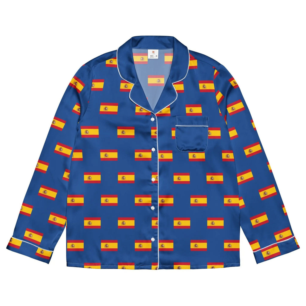 Comprar Pijama de manga larga Azul Bandera España con ribete La Flamenca de Borgoña Bandera España