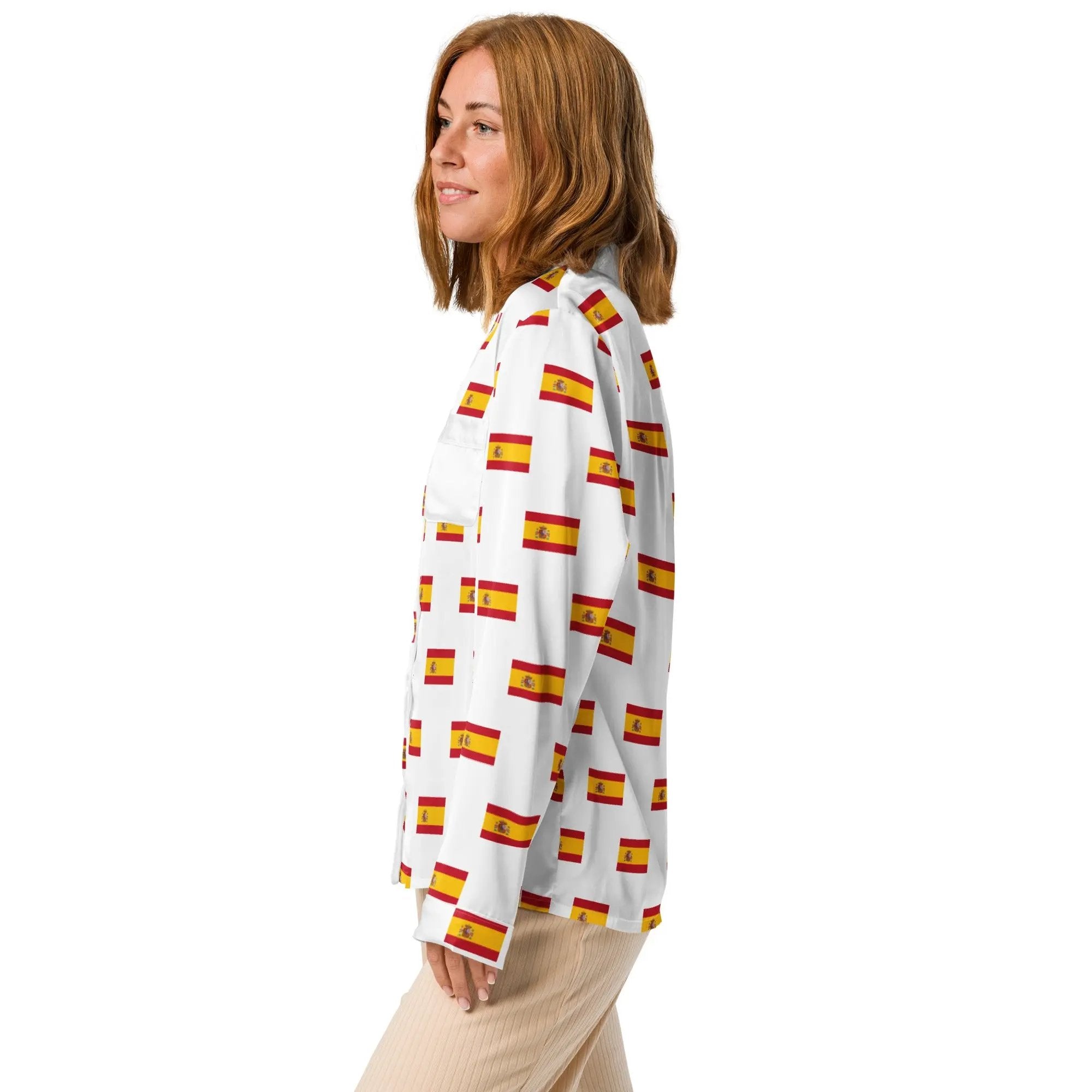 Comprar Pijama de manga larga Blanco Bandera España con ribete La Flamenca de Borgoña Bandera España