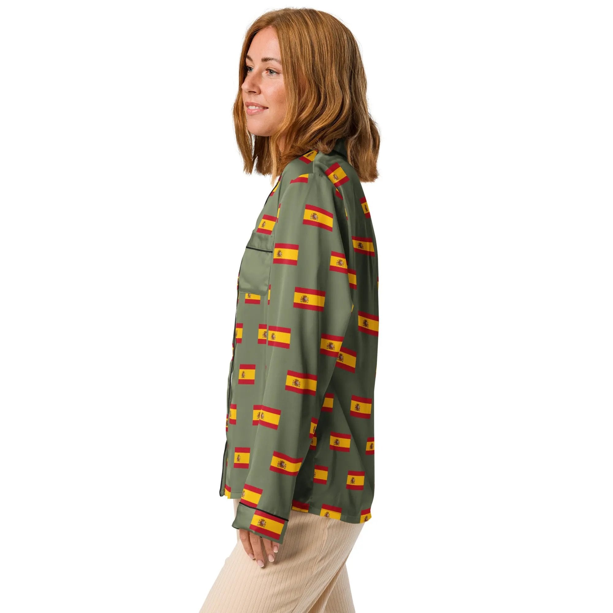 Comprar Pijama de manga larga Verde Bandera España con Ribete La Flamenca de Borgoña Bandera España
