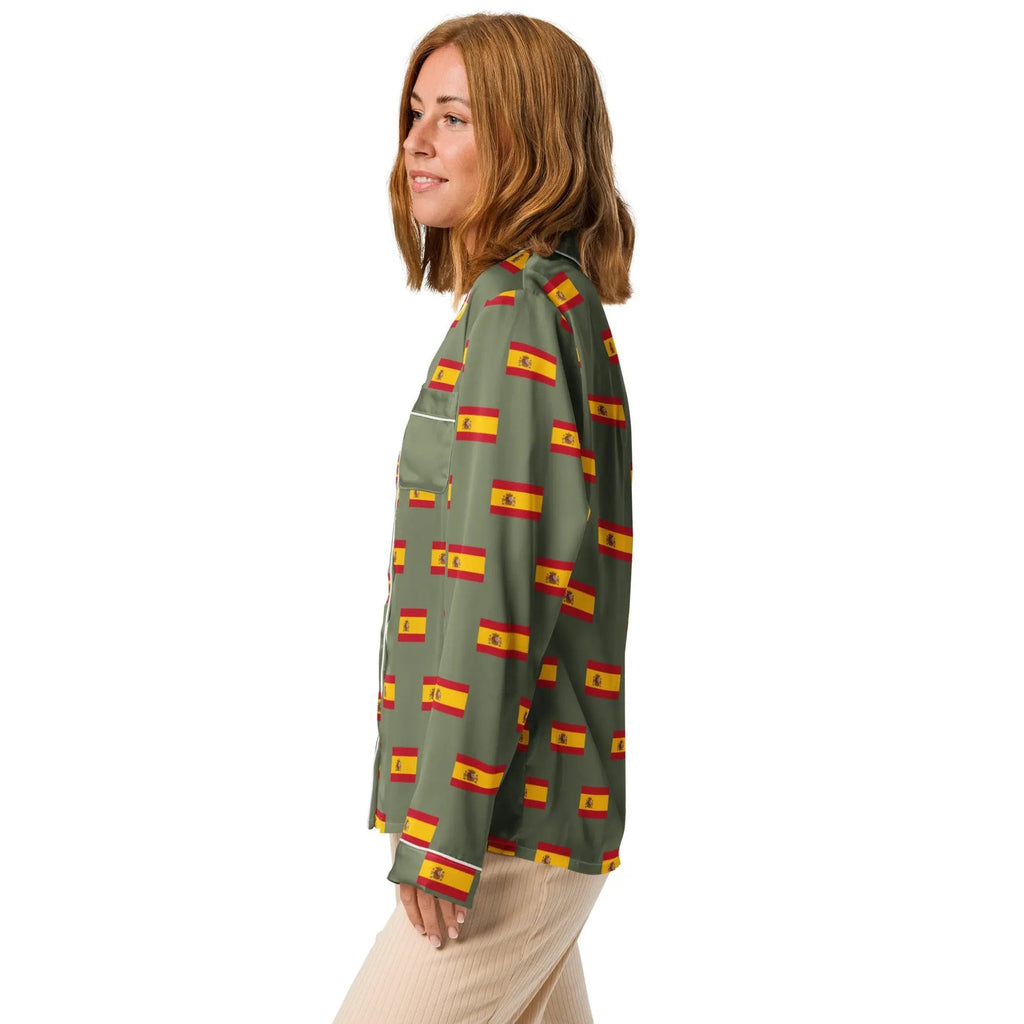 Comprar Pijama de manga larga Verde Bandera España con Ribete La Flamenca de Borgoña Bandera España