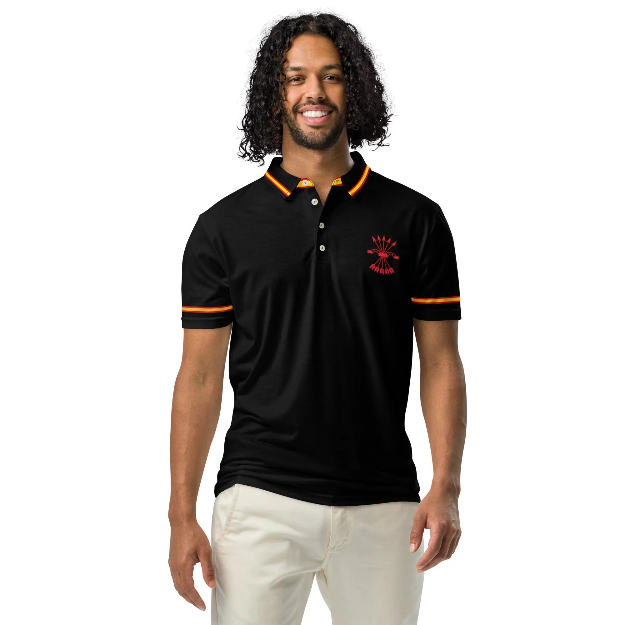 Comprar Polo ajustado para hombre Falange Española La Flamenca de Borgoña, Bandera de España, Cruz de Borgoña, Patricia Muñoz, VOX